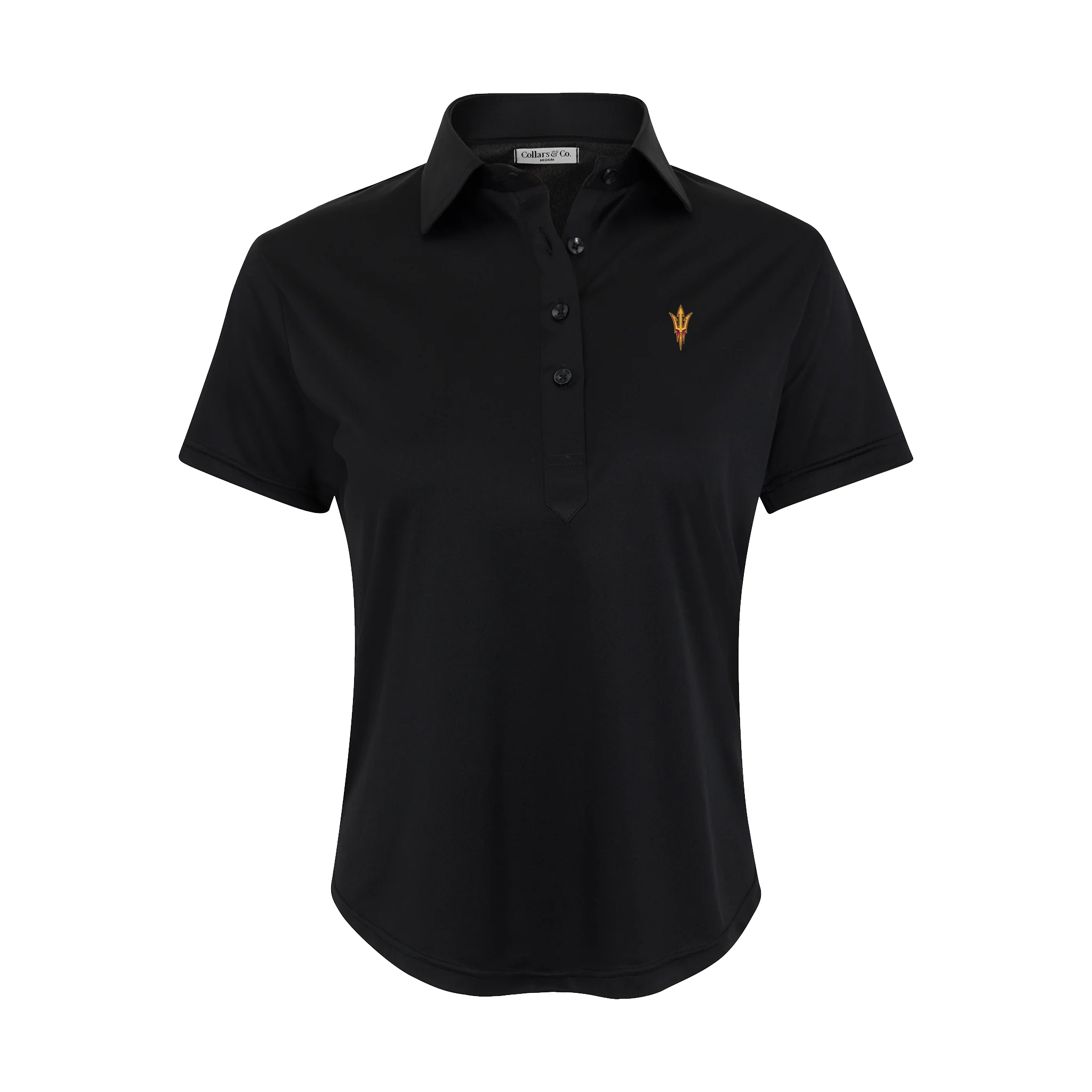 Arizona State Women's Cap Sleeve Semi Spread Polo Black