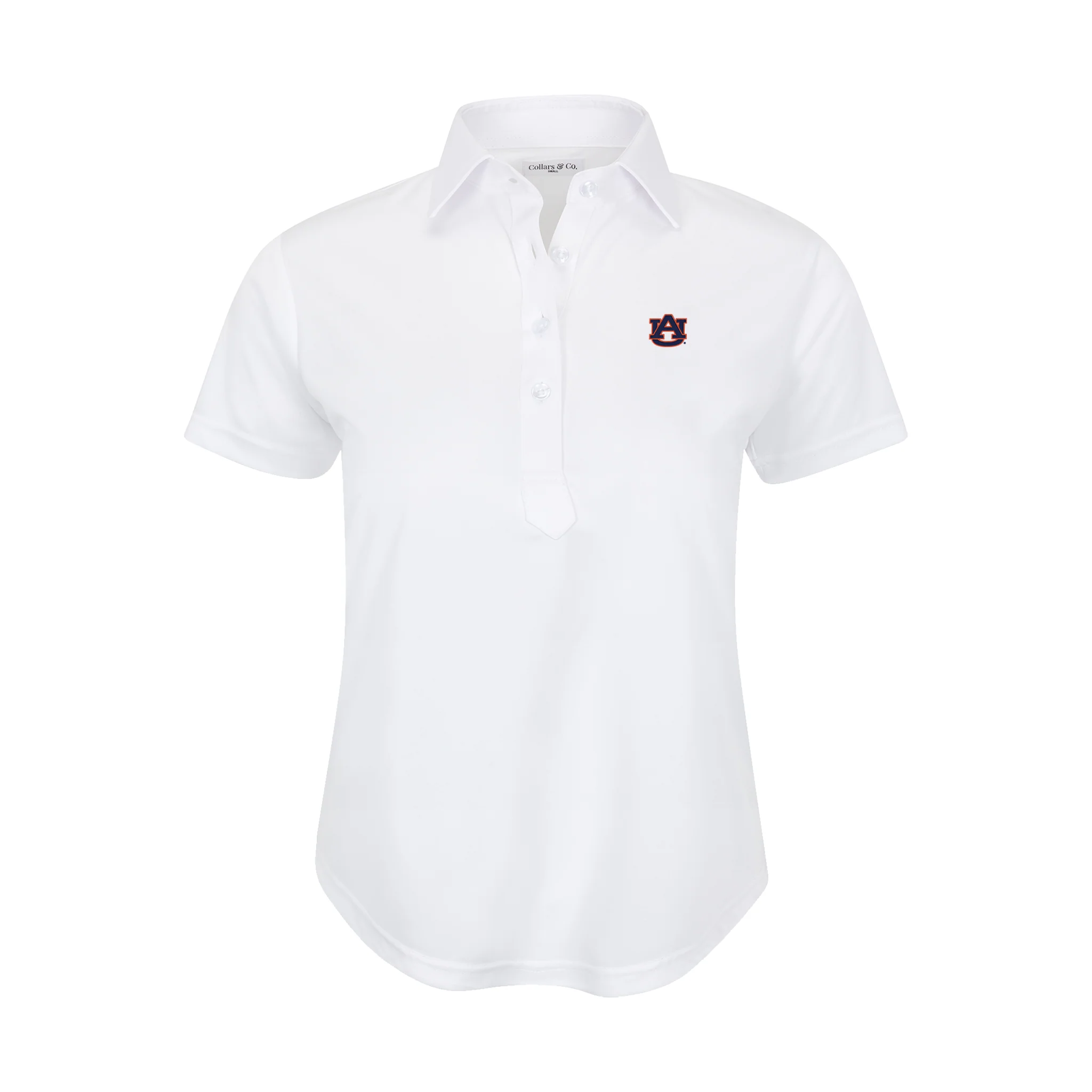 Auburn Women's Cap Sleeve Semi Spread Polo White