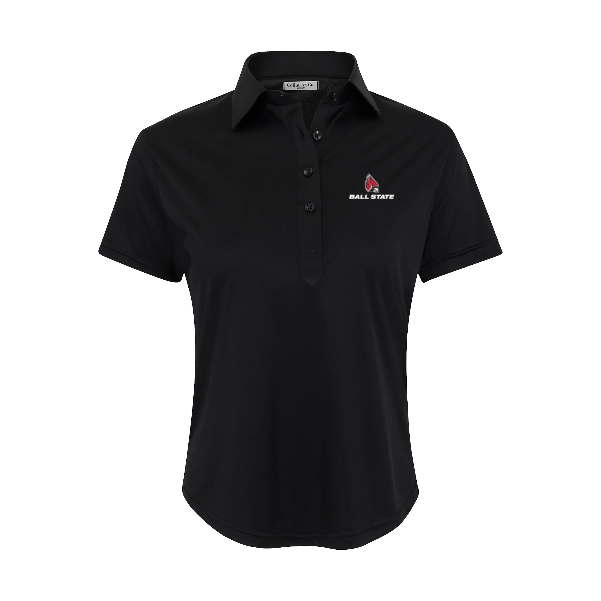 Ball State Women's Cap Sleeve Semi Spread Polo Black