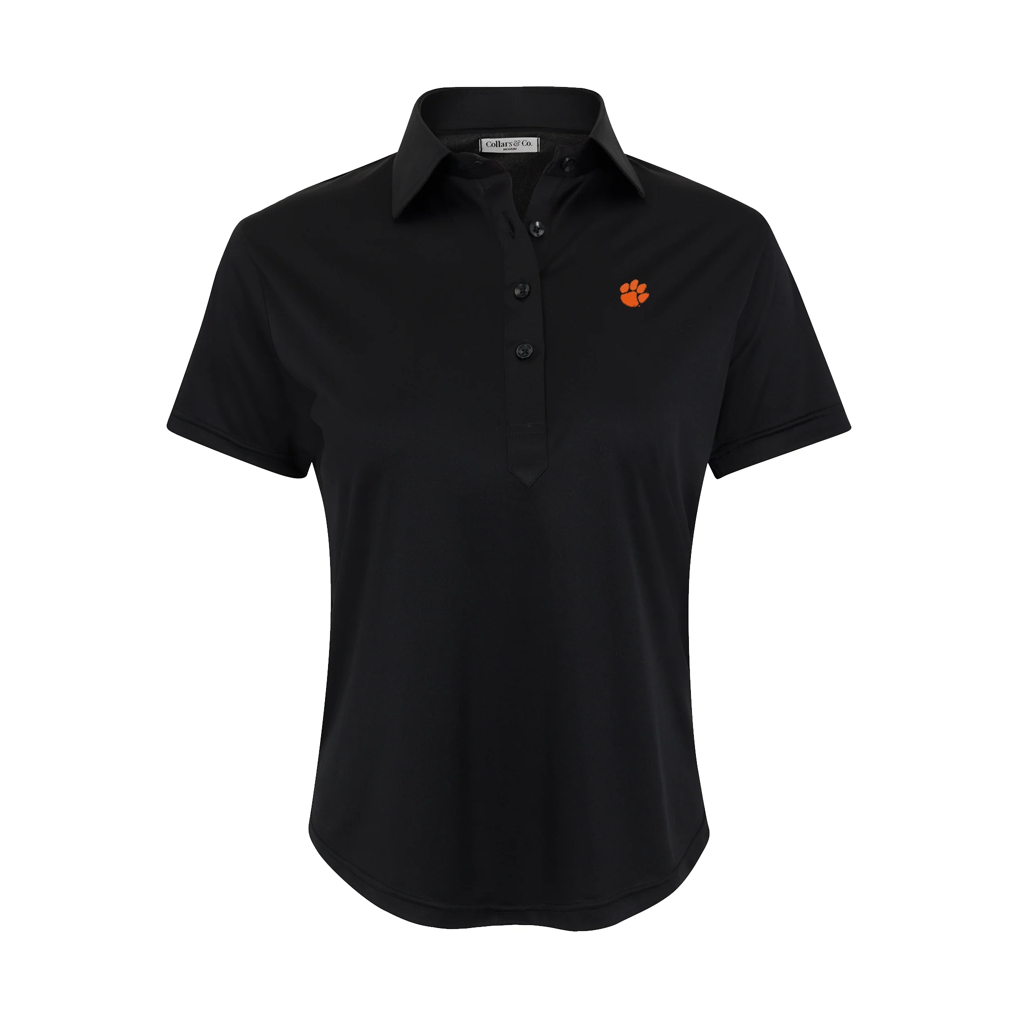 Clemson Women's Cap Sleeve Semi Spread Polo Black