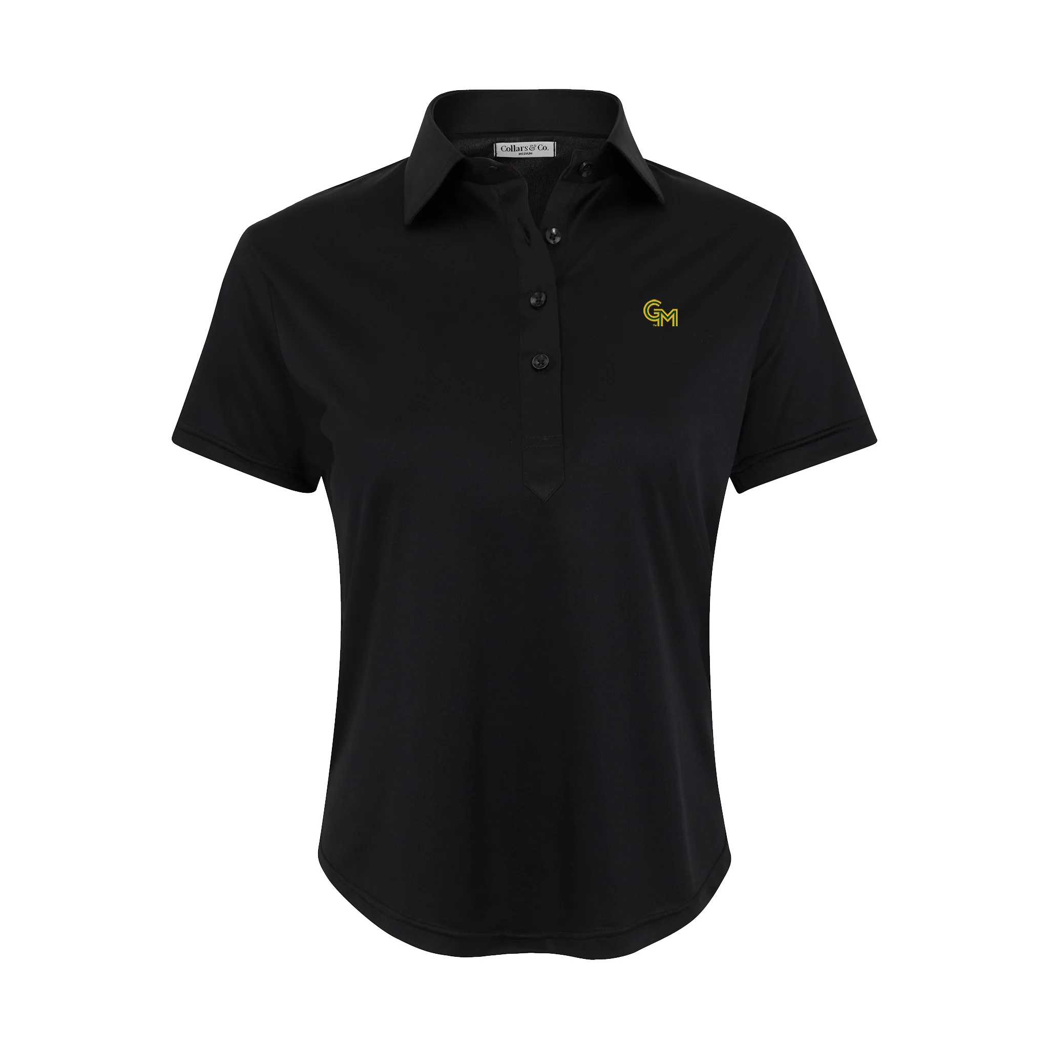 George Mason Women's Cap Sleeve Semi Spread Polo Black