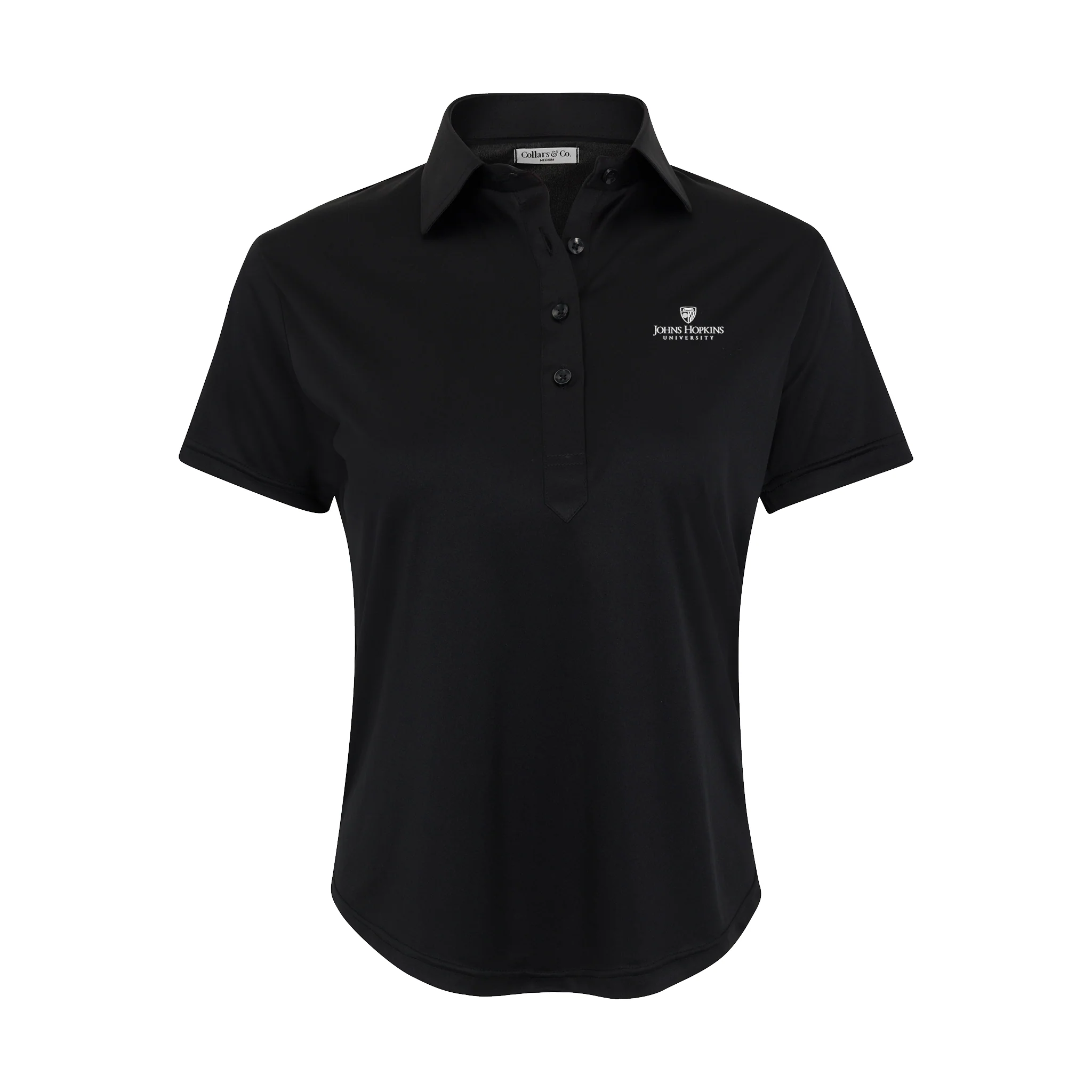 Johns Hopkins Women's Cap Sleeve Semi Spread Polo Black