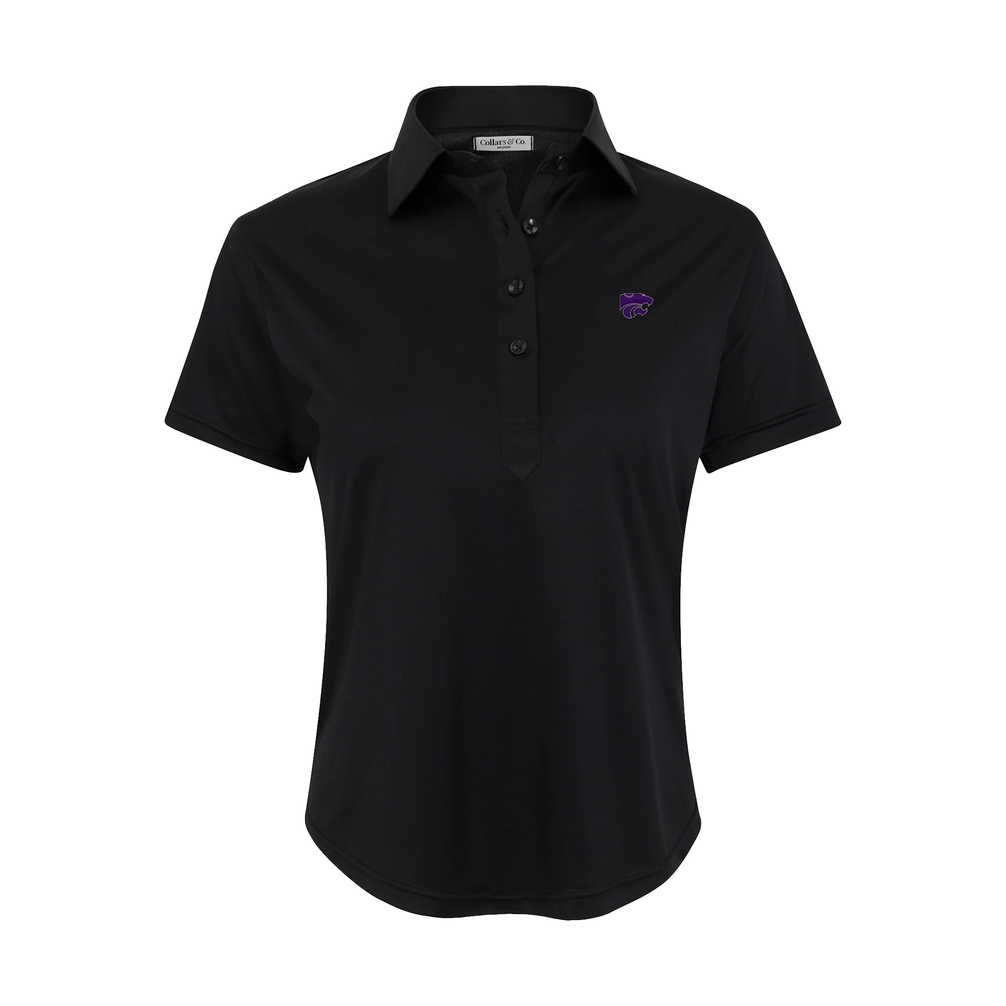 K-State Women's Cap Sleeve Semi Spread Polo Black