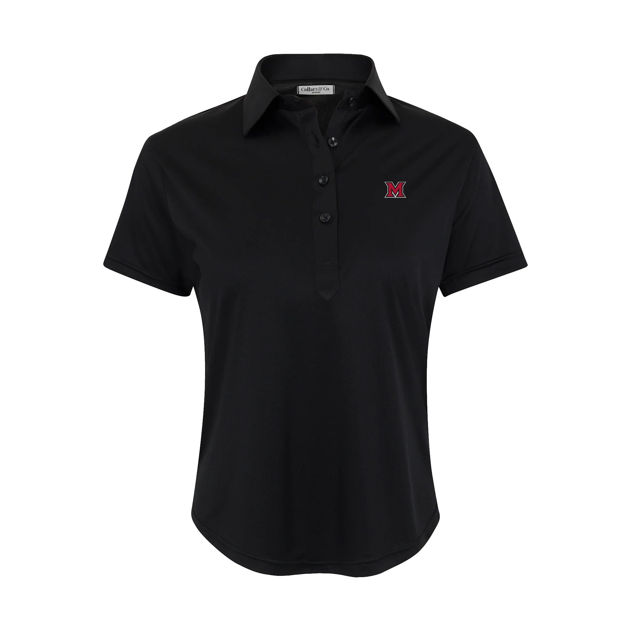 Miami Ohio Women's Cap Sleeve Semi Spread Polo Black
