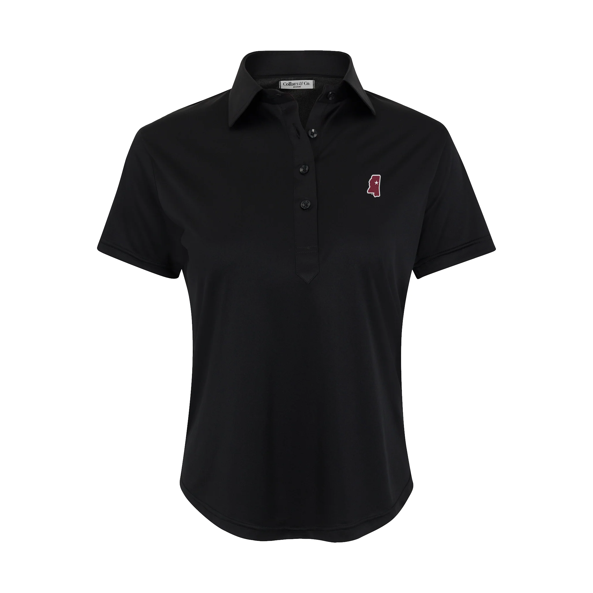 Mississippi State Women's Cap Sleeve Semi Spread Polo Black