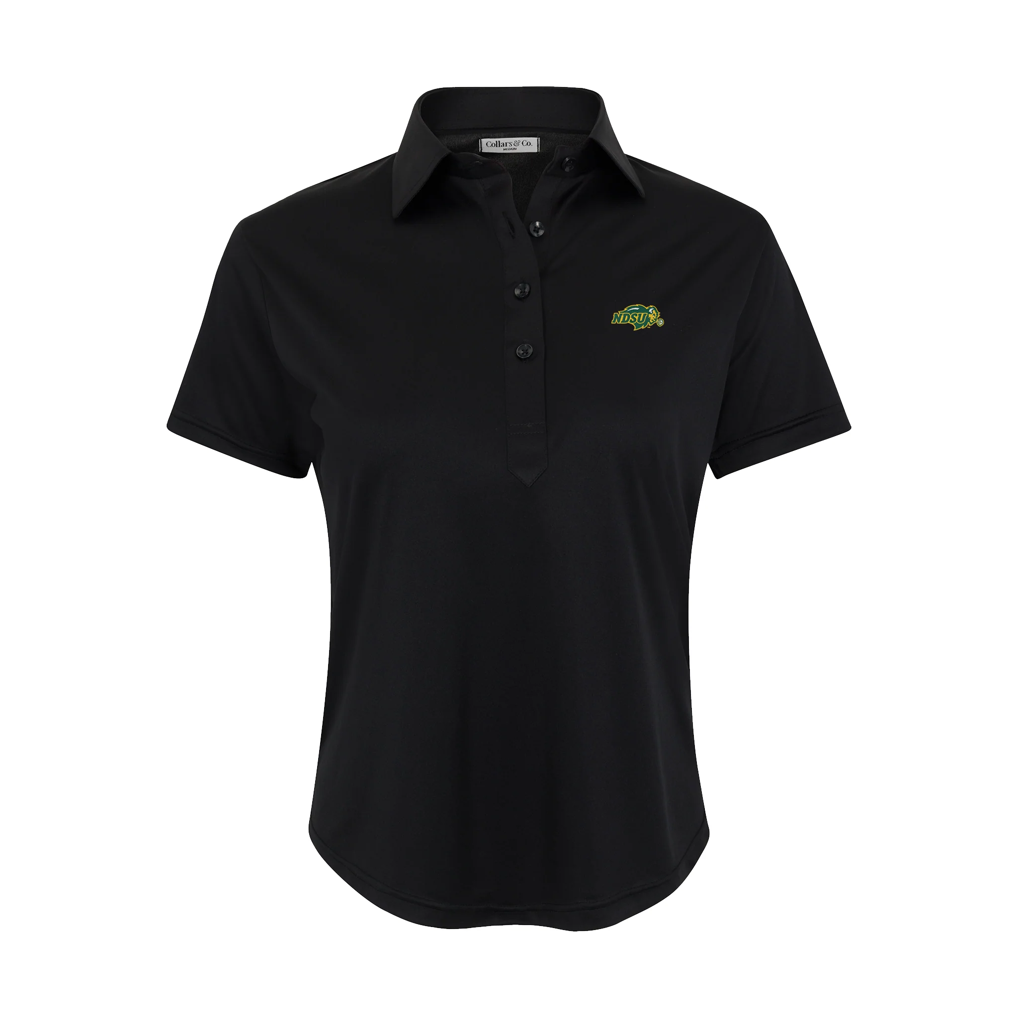 North Dakota State Women's Cap Sleeve Semi Spread Polo Black