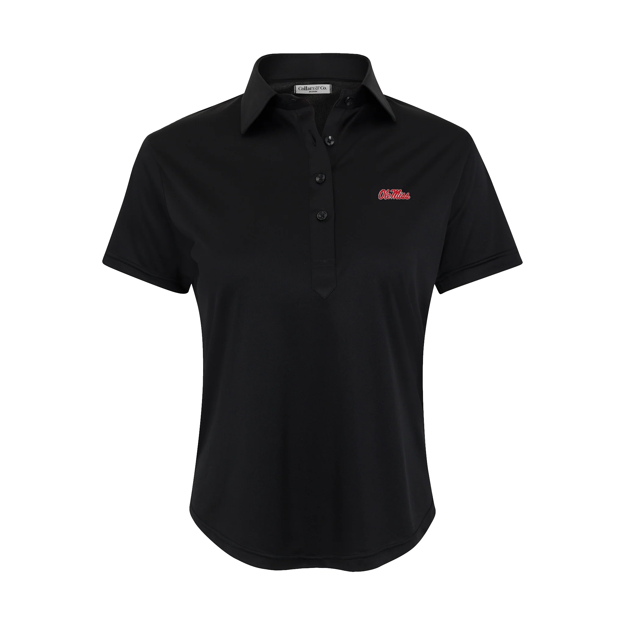 Ole Miss Women's Cap Sleeve Semi Spread Polo Black