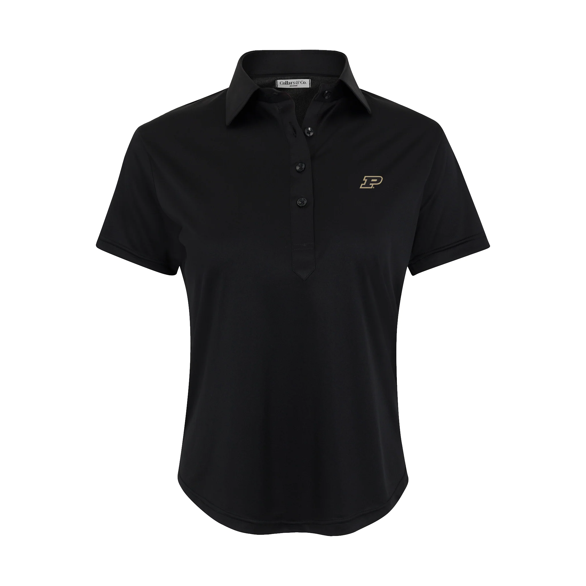 Purdue Women's Cap Sleeve Semi Spread Polo Black