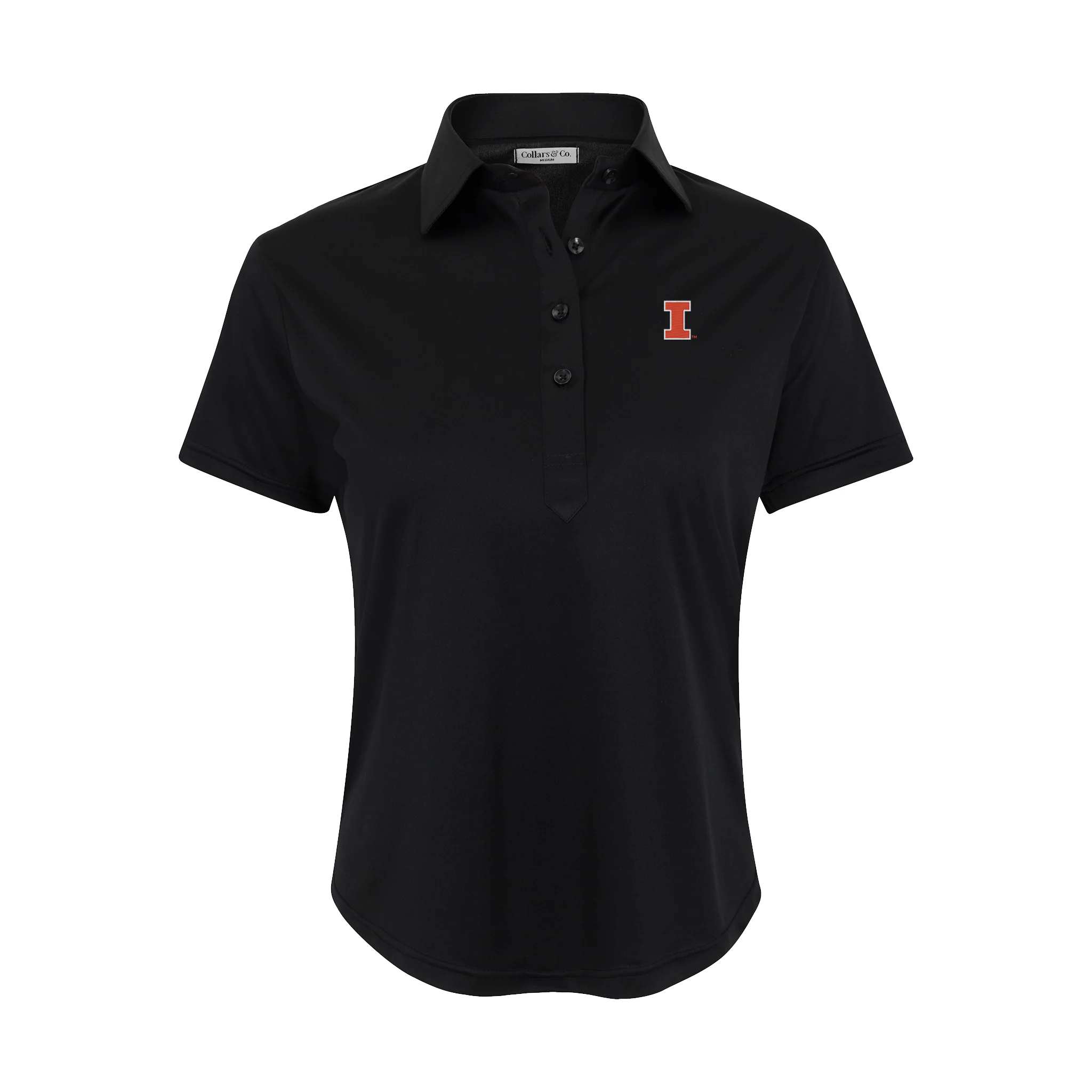 Illinois Women's Cap Sleeve Semi Spread Polo Black