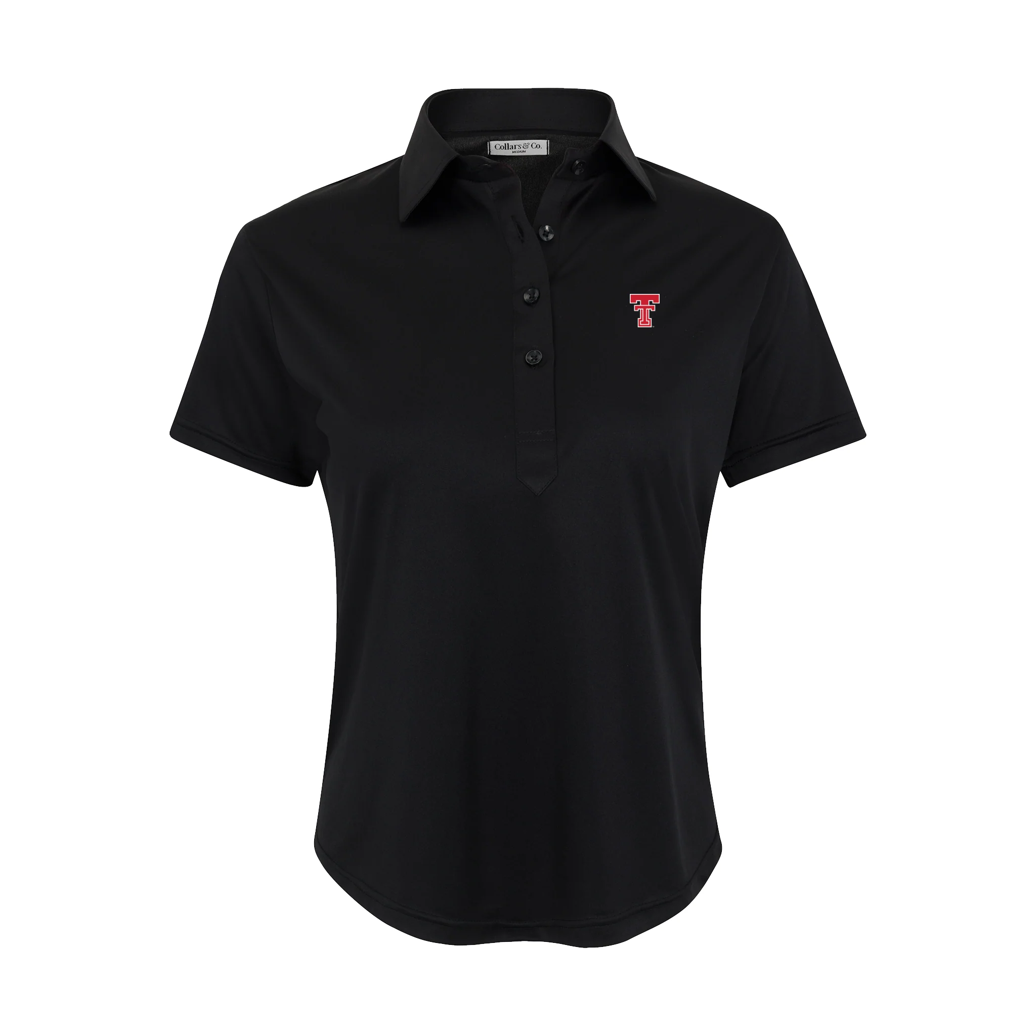 Texas Tech Women's Cap Sleeve Semi Spread Polo Black