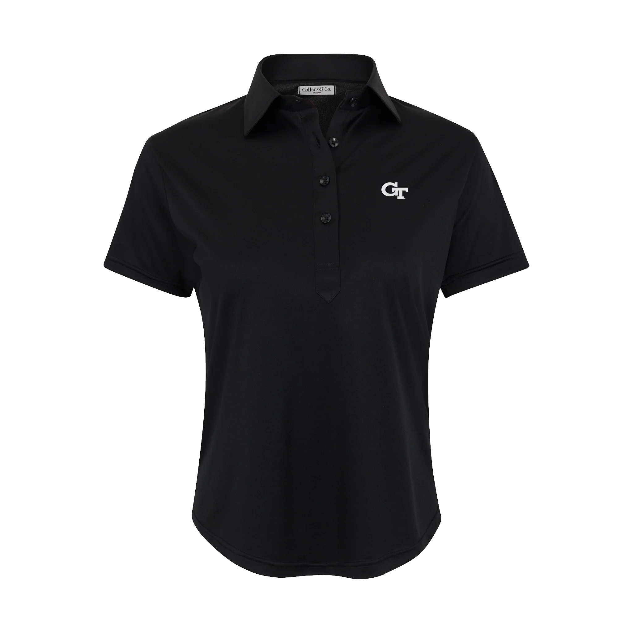 Georgia Tech Women's Cap Sleeve Semi Spread Polo Black