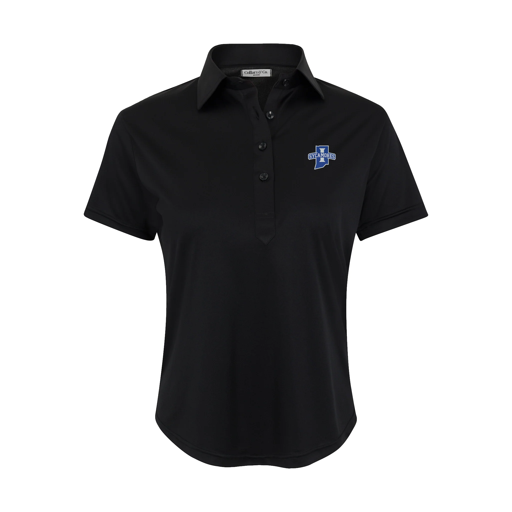 Indiana State Women's Cap Sleeve Semi Spread Polo Black