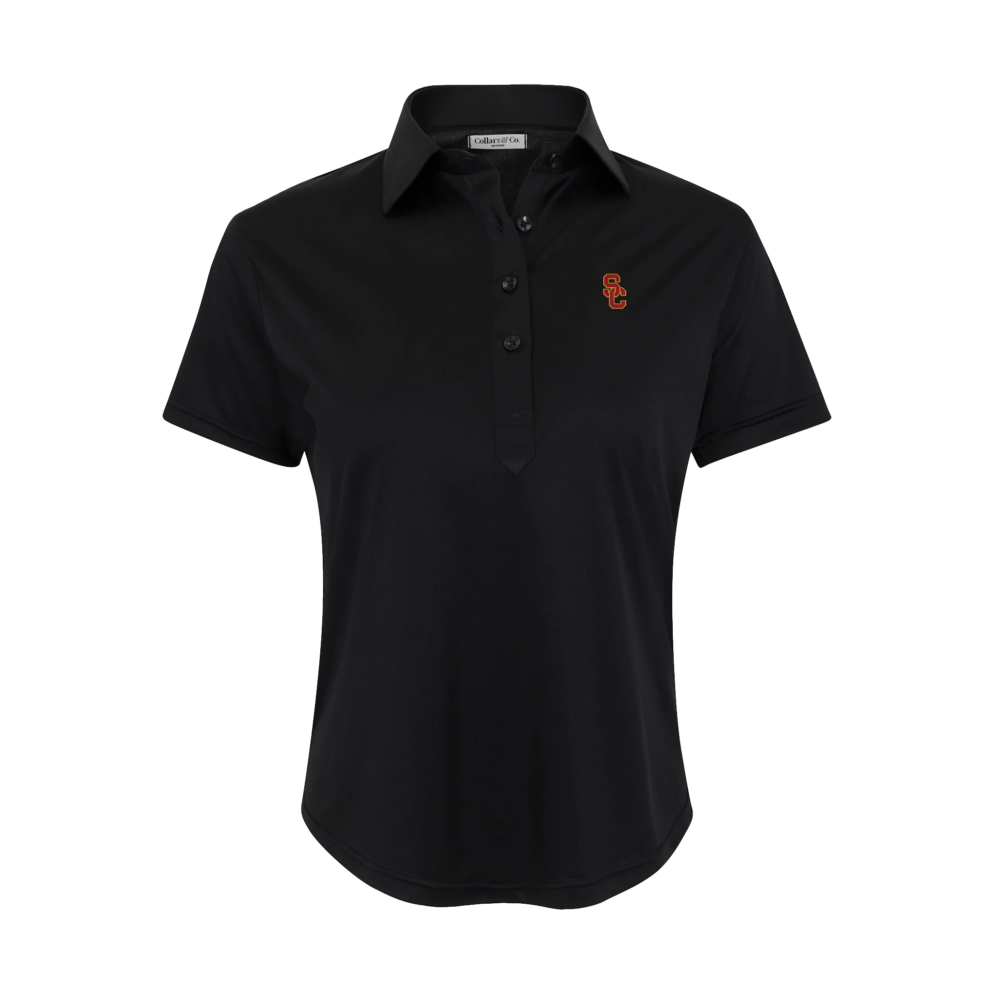USC Women's Cap Sleeve Semi Spread Polo Black