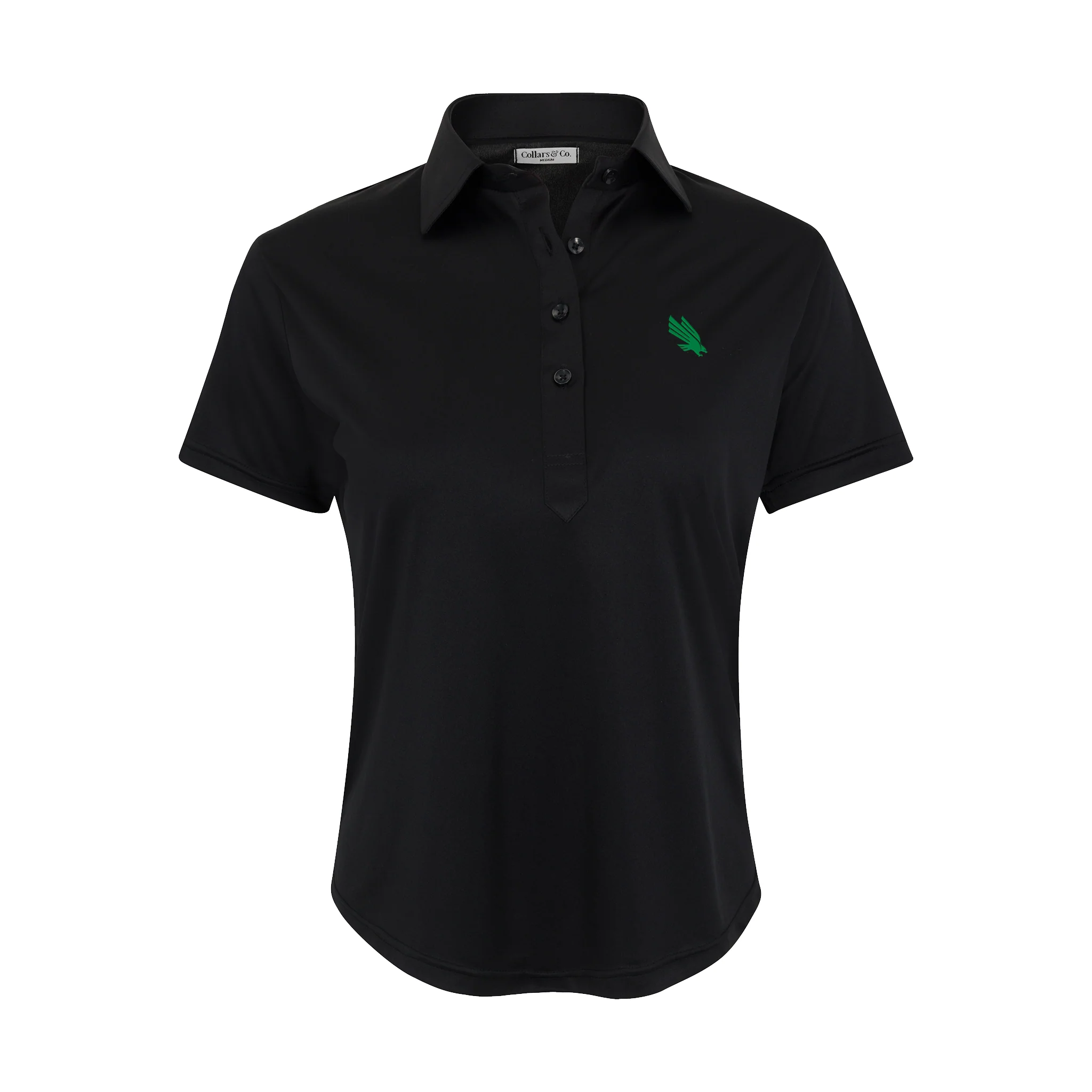 11031-north-texas-women-s-cap-sleeve-semi-spread-polo-black-1.webp North Texas Women's Cap Sleeve Semi Spread Polo Black