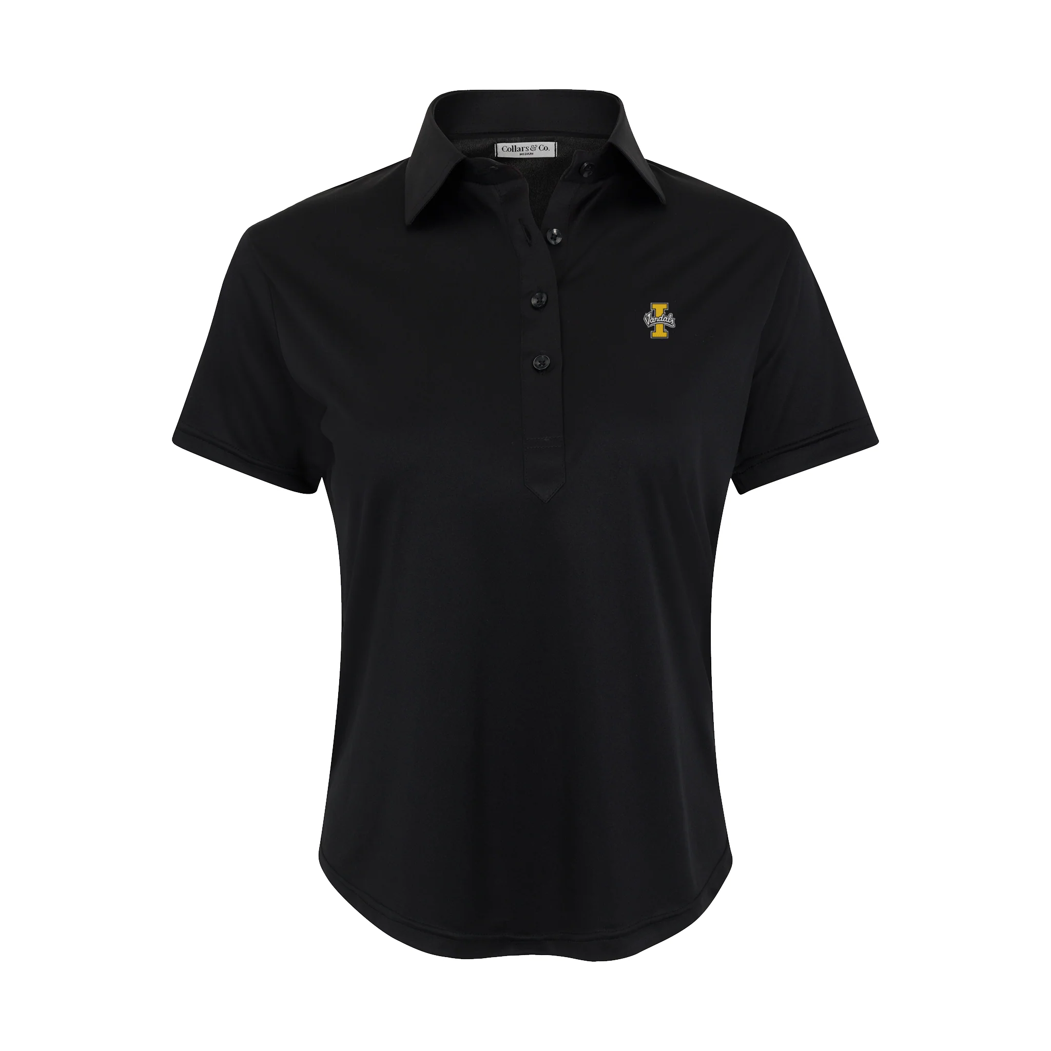 11051-idaho-women-s-cap-sleeve-semi-spread-polo-black-1.webp Idaho Women's Cap Sleeve Semi Spread Polo Black