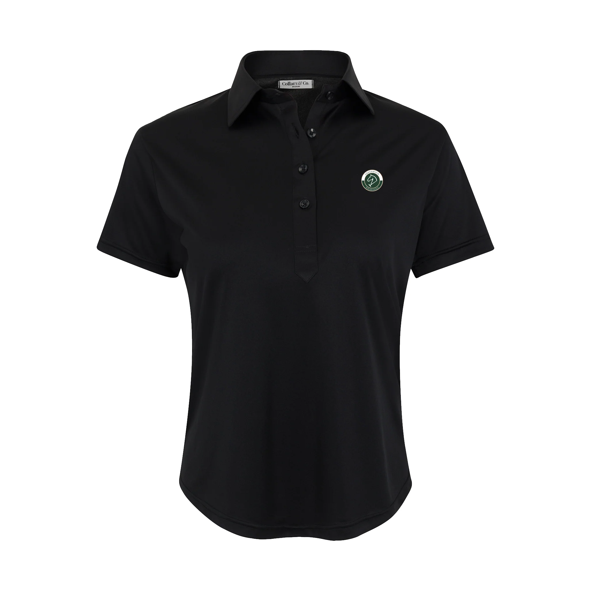 Greenwich Sound Polo Women's Cap Sleeve Semi Spread Polo Black