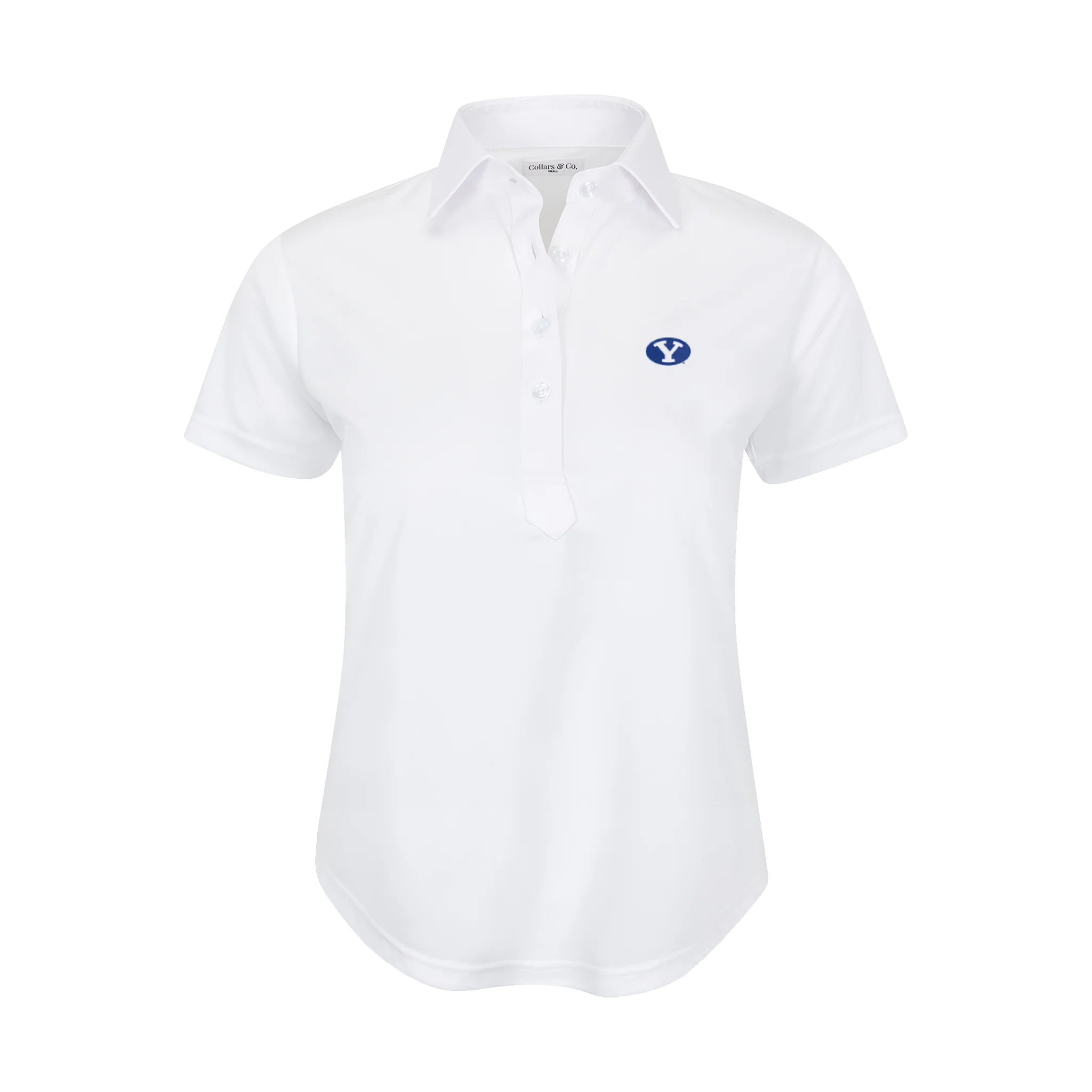BYU Women's Cap Sleeve Semi Spread Polo White