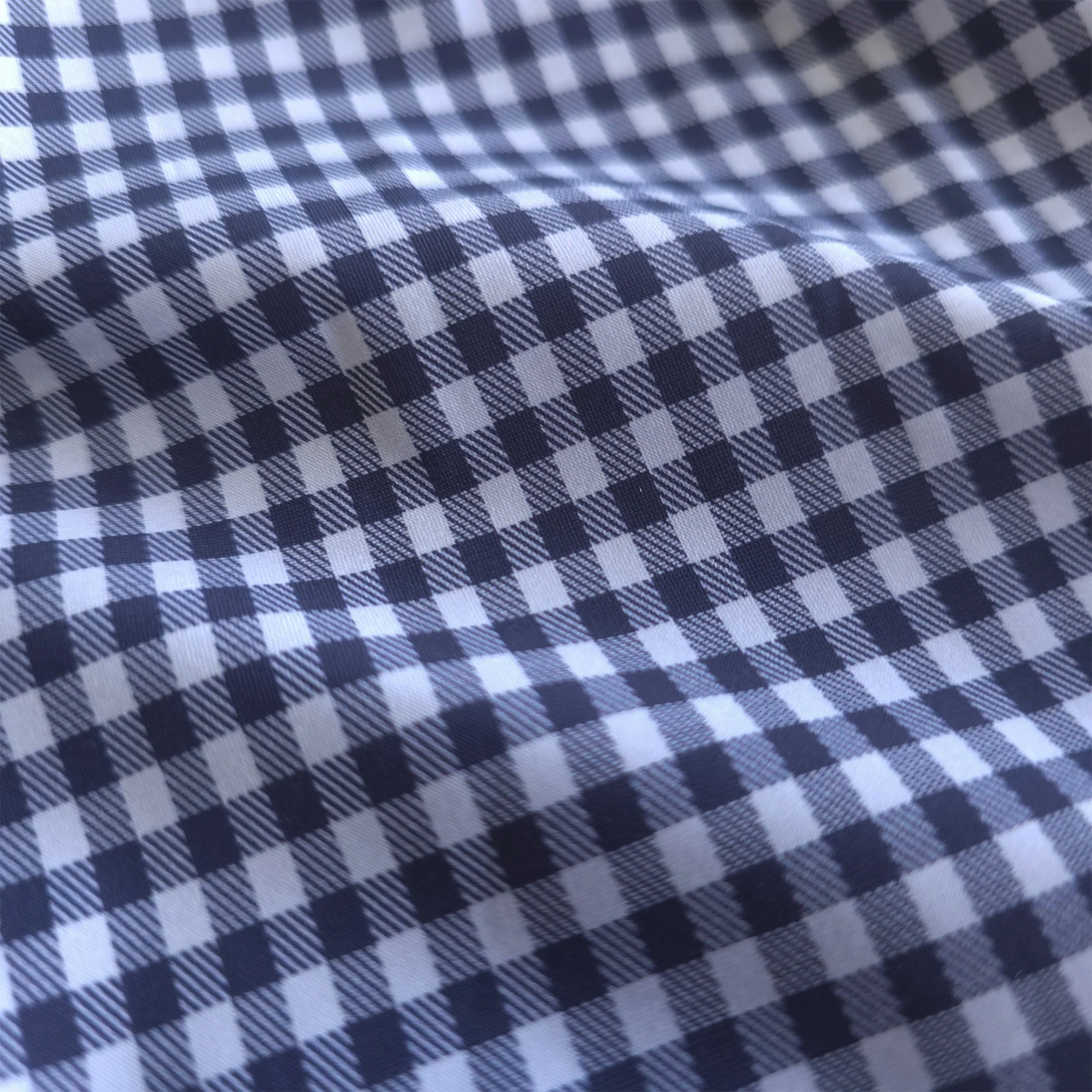 Apex Performance Dress Shirt Semi-Spread Collar Navy and Sky Gingham