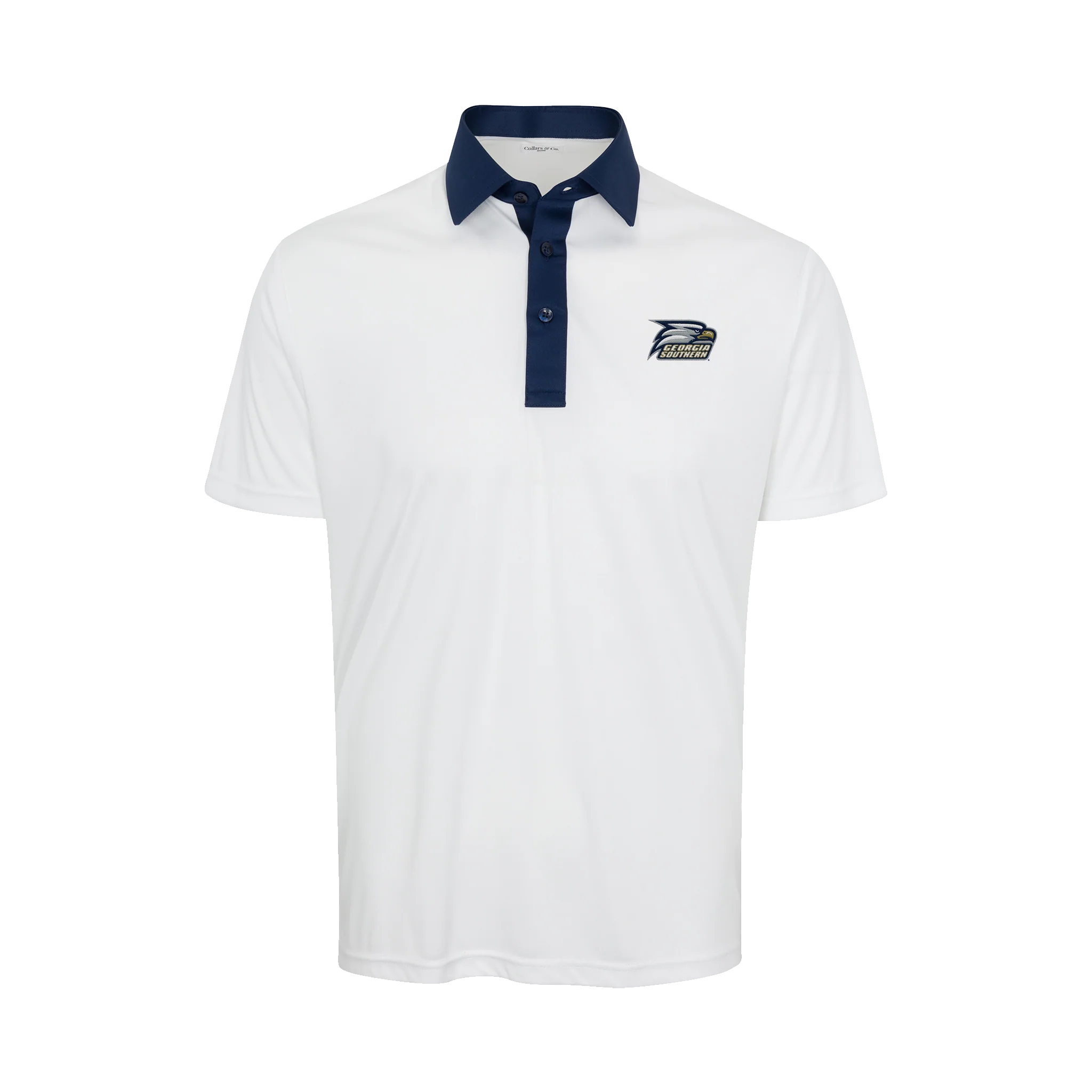 Georgia Southern Semi-Spread Collar Polo Austin White with Navy Accent