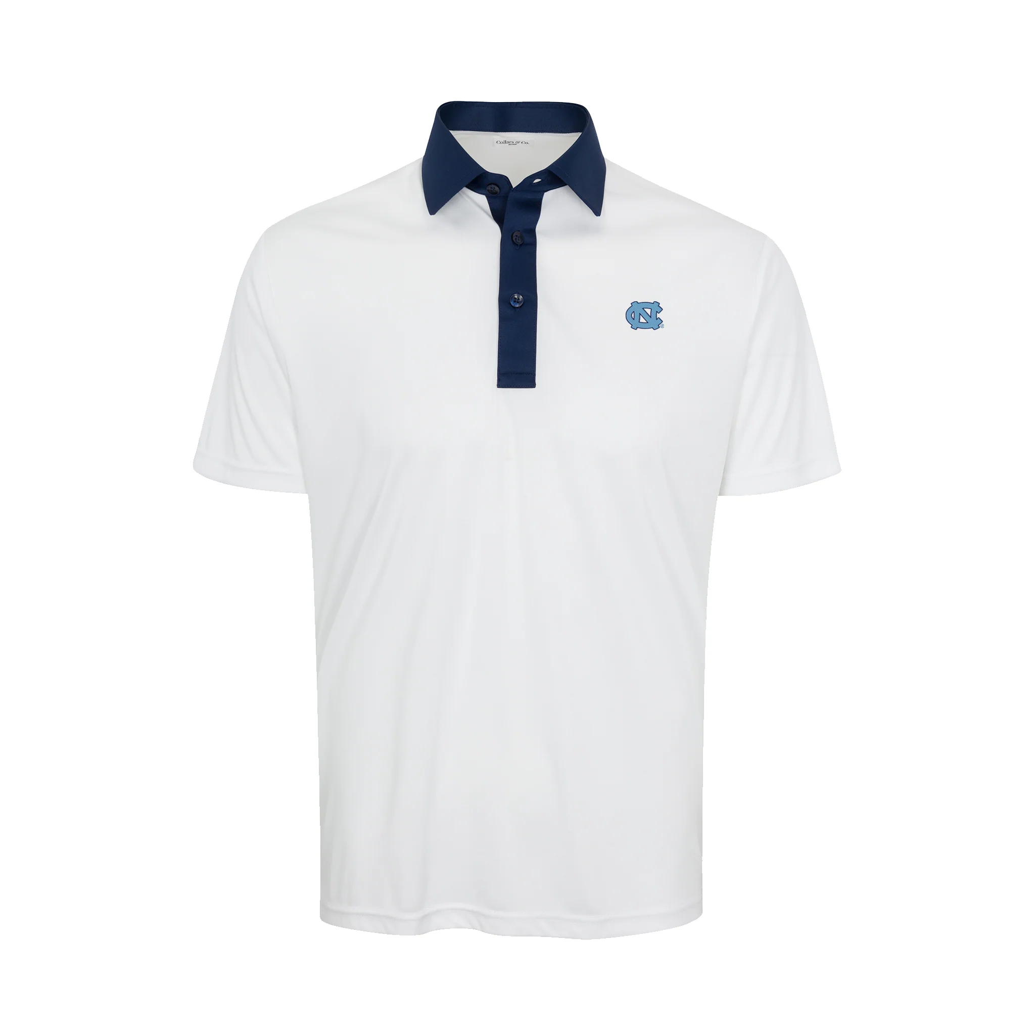 North Carolina Semi-Spread Collar Polo Austin White with Navy Accent