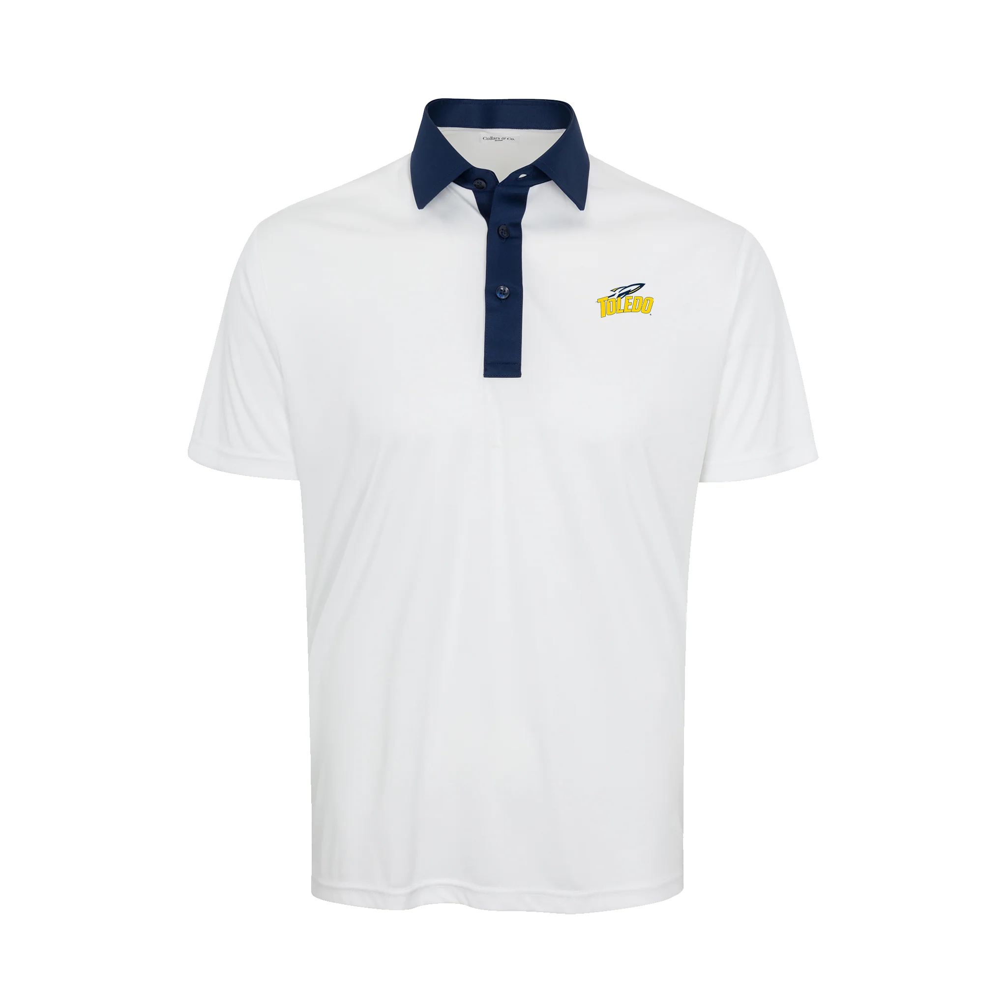 Toledo Semi-Spread Collar Polo Austin White with Navy Accent