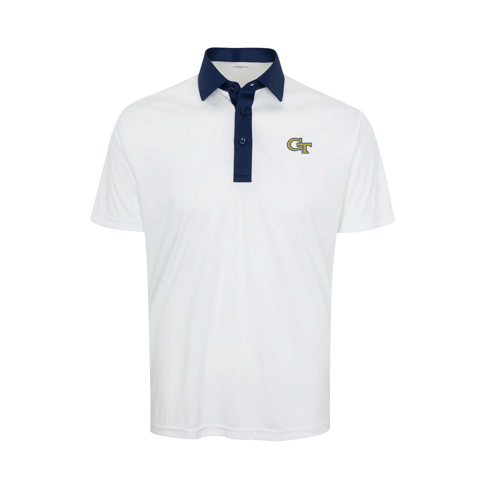 Georgia Tech Semi-Spread Collar Polo Austin White with Navy Accent