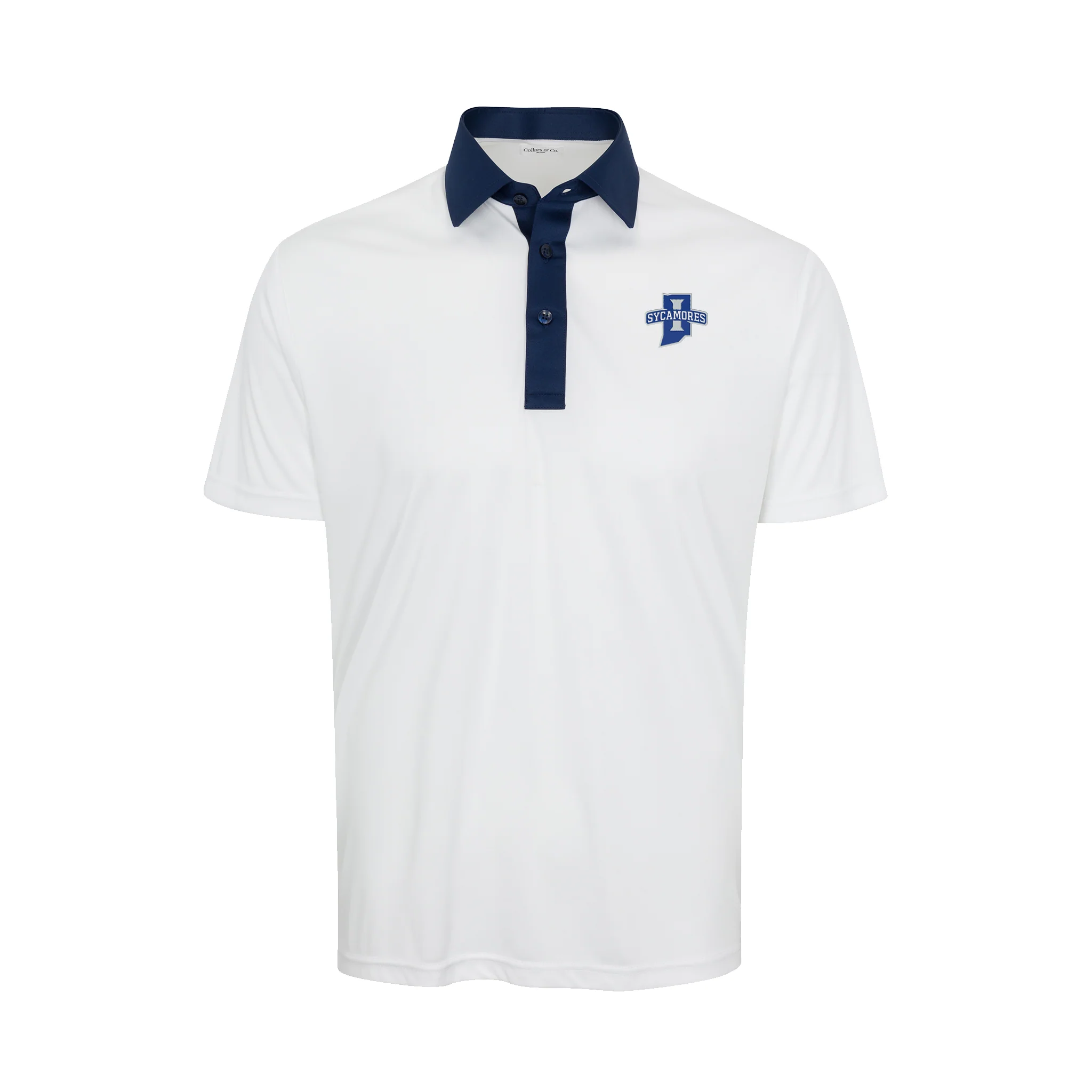 Indiana State Semi-Spread Collar Polo Austin White with Navy Accent