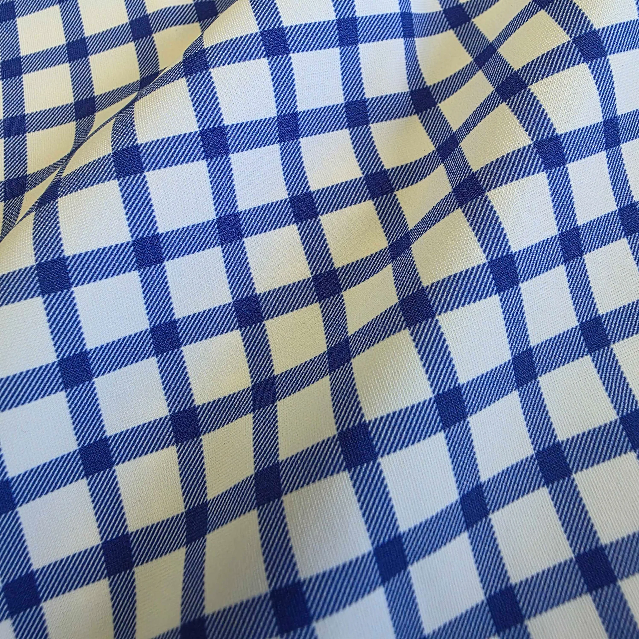 Apex Performance Dress Shirt Semi-Spread Collar Blue Grid Check