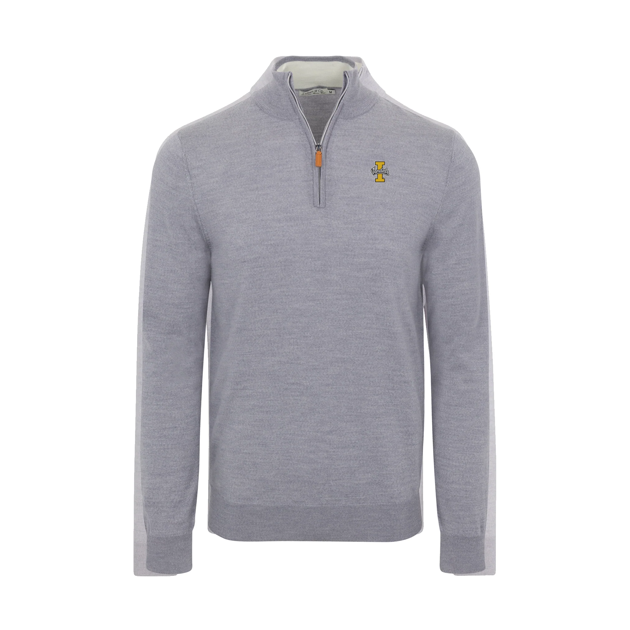Idaho Grey Melange Cashmere Touch Australian Merino Quarter Zip Sweater