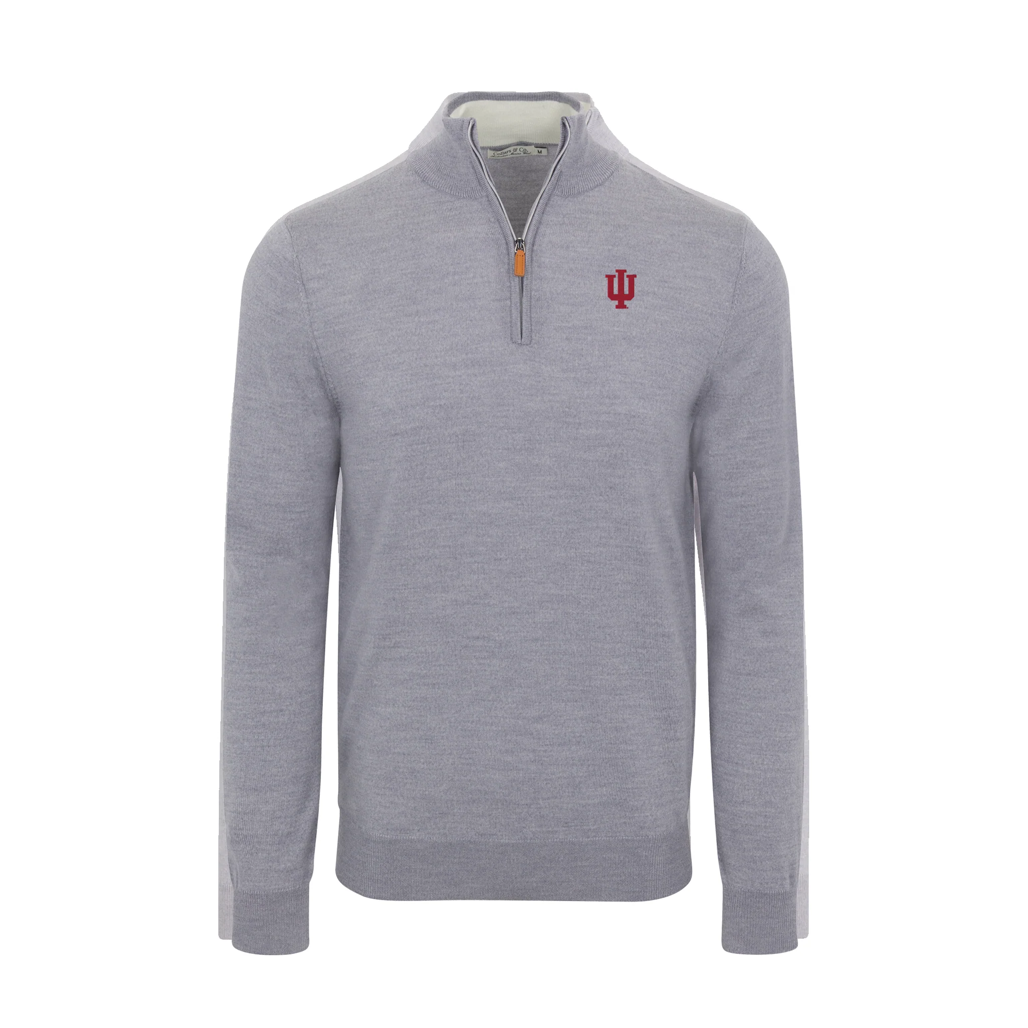 Indiana Grey Melange Cashmere Touch Australian Merino Quarter Zip Sweater