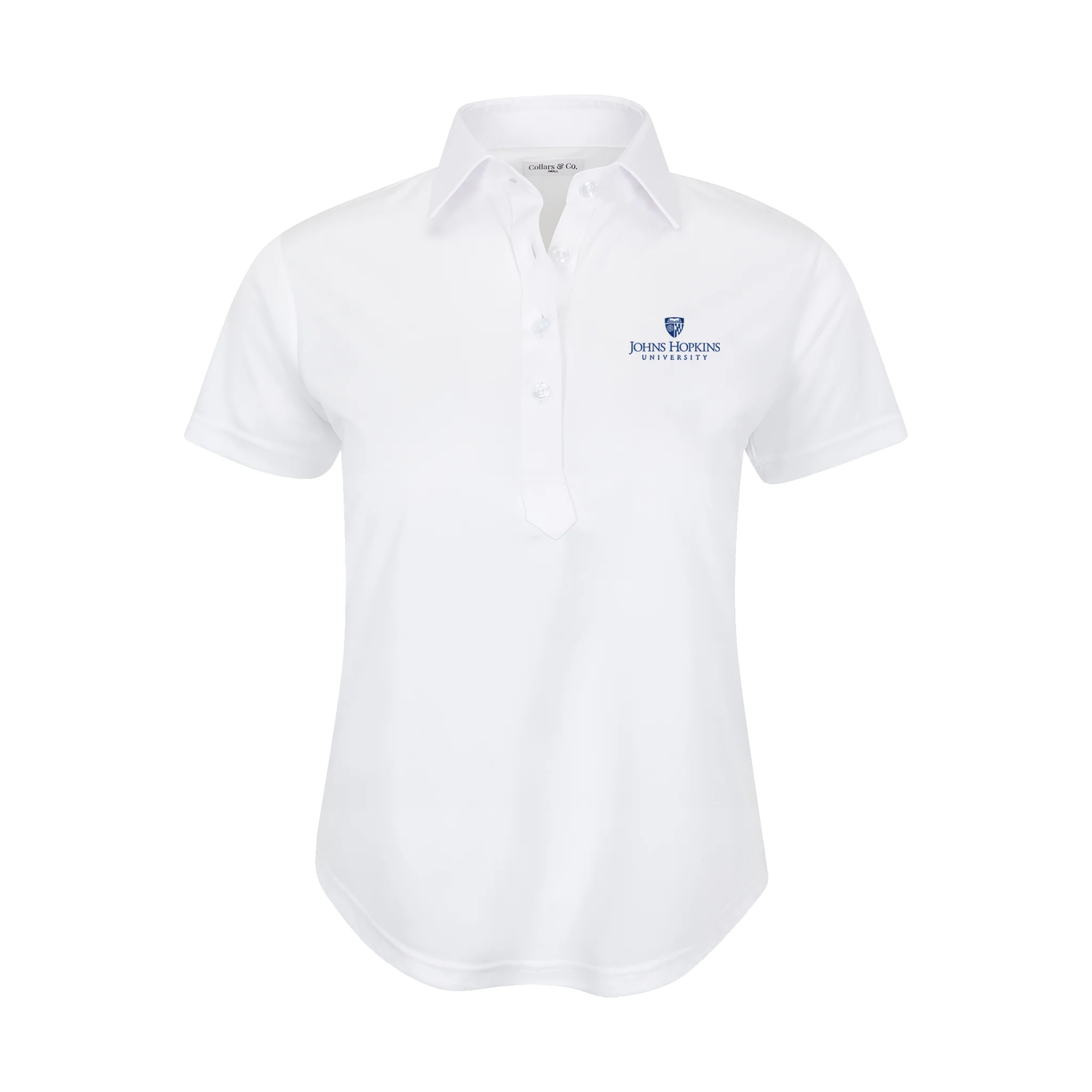 Johns Hopkins Women's Cap Sleeve Semi Spread Polo White