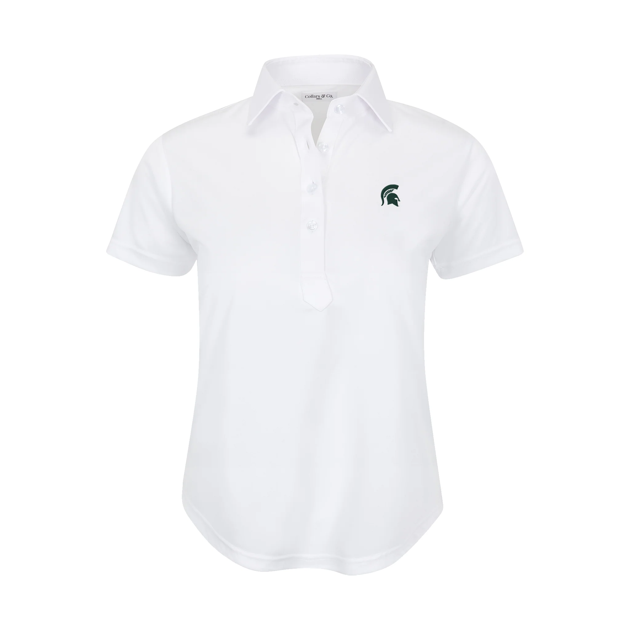 13426-michigan-state-women-s-cap-sleeve-semi-spread-polo-white-1.webp Michigan State Women's Cap Sleeve Semi Spread Polo White