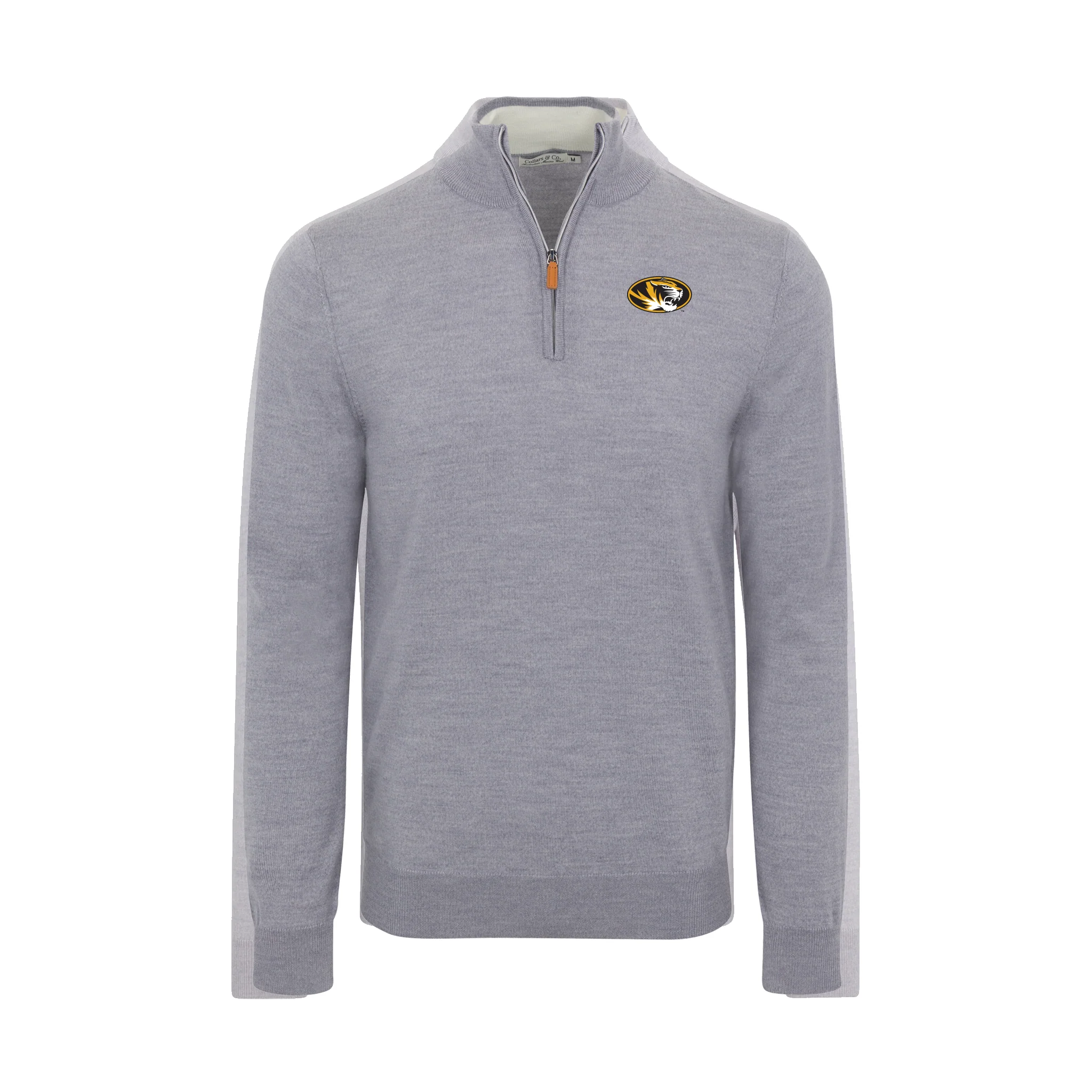 Missouri Grey Melange Cashmere Touch Australian Merino Quarter Zip Sweater