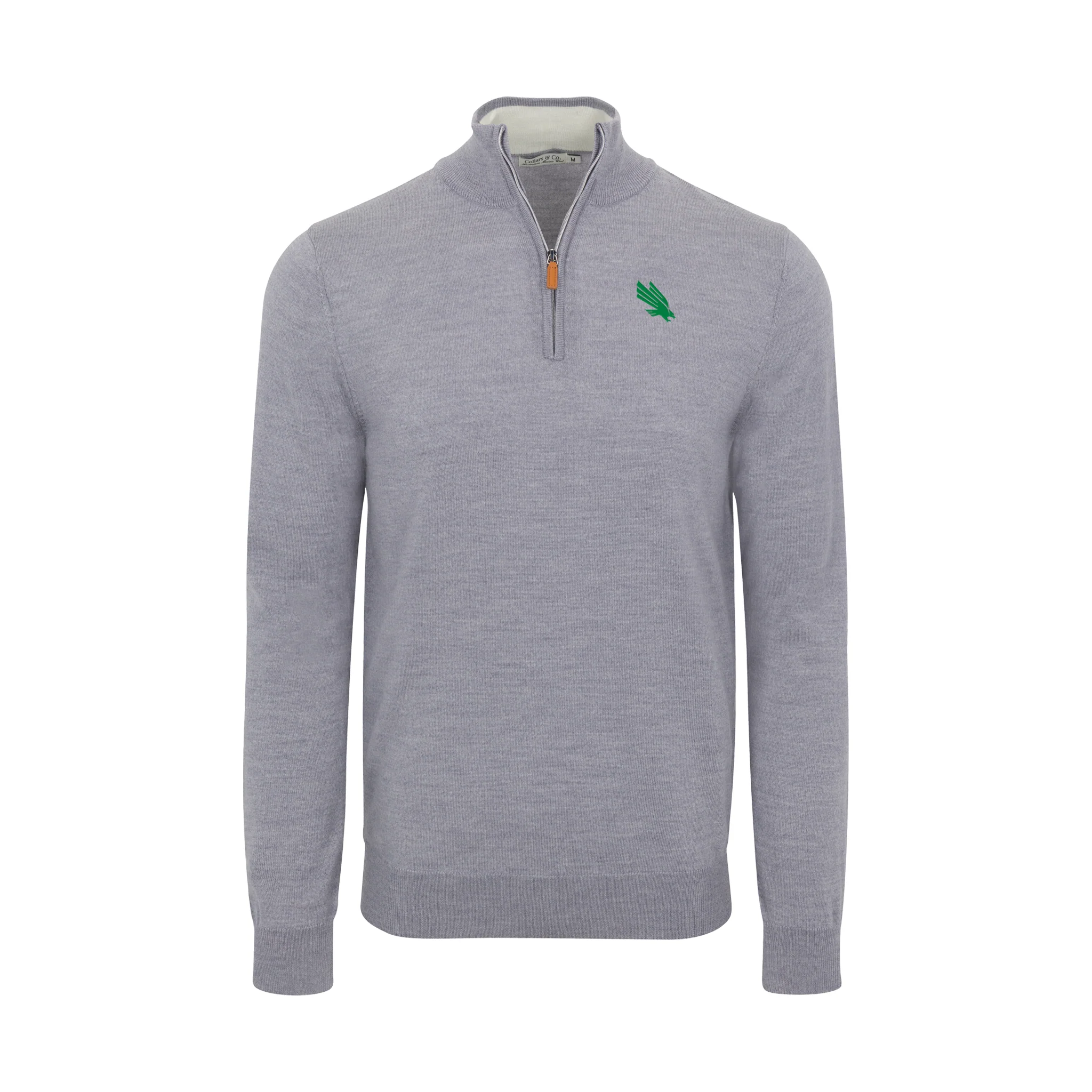 North Texas Grey Melange Cashmere Touch Australian Merino Quarter Zip Sweater
