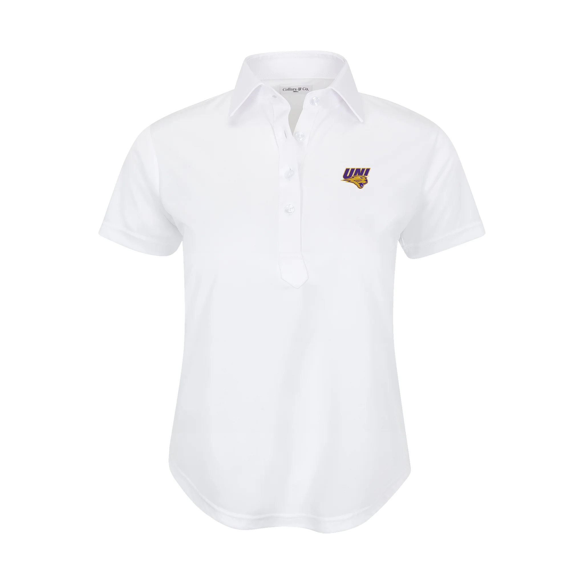 Northern Iowa Women's Cap Sleeve Semi Spread Polo White