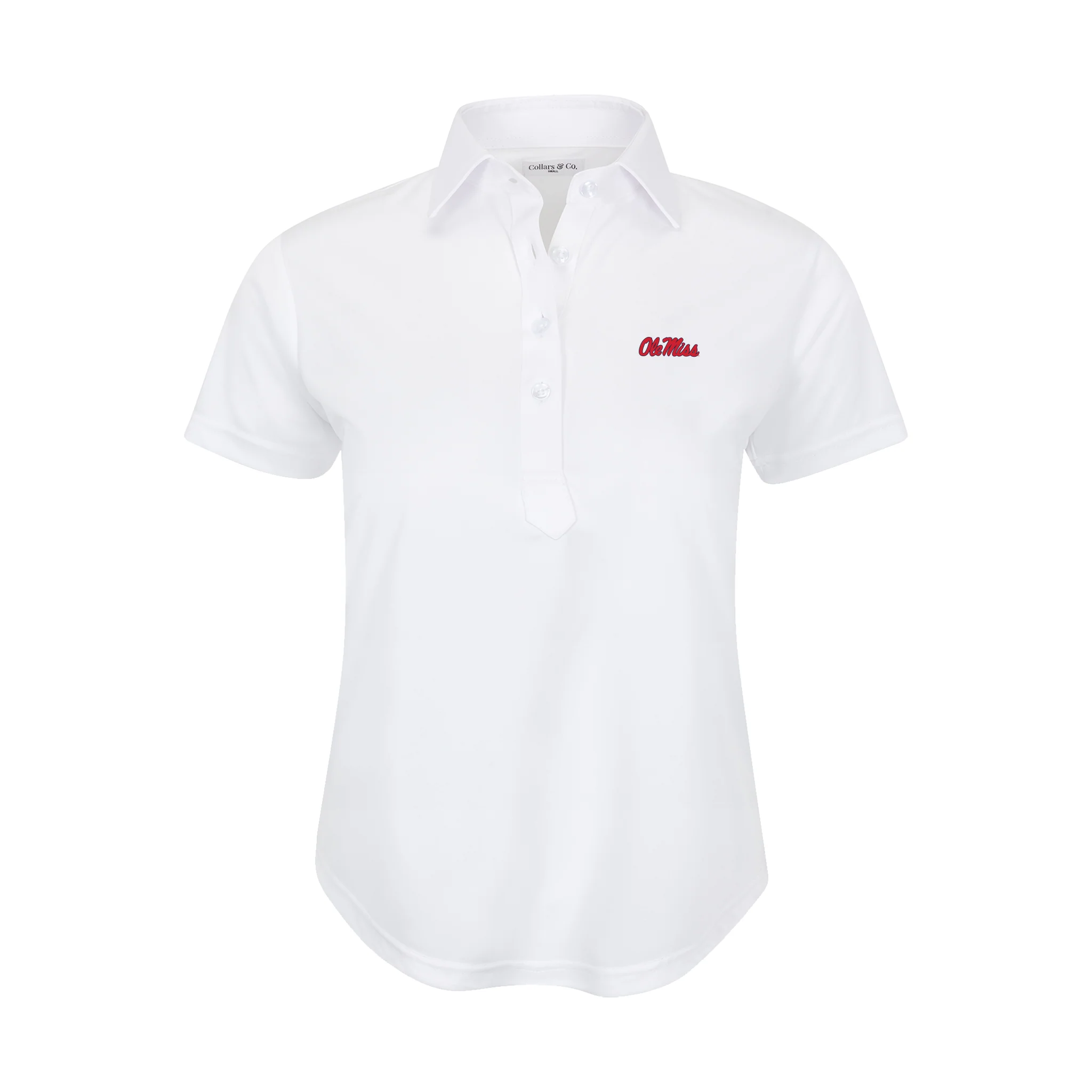 13738-ole-miss-women-s-cap-sleeve-semi-spread-polo-white-1.webp Ole Miss Women's Cap Sleeve Semi Spread Polo White