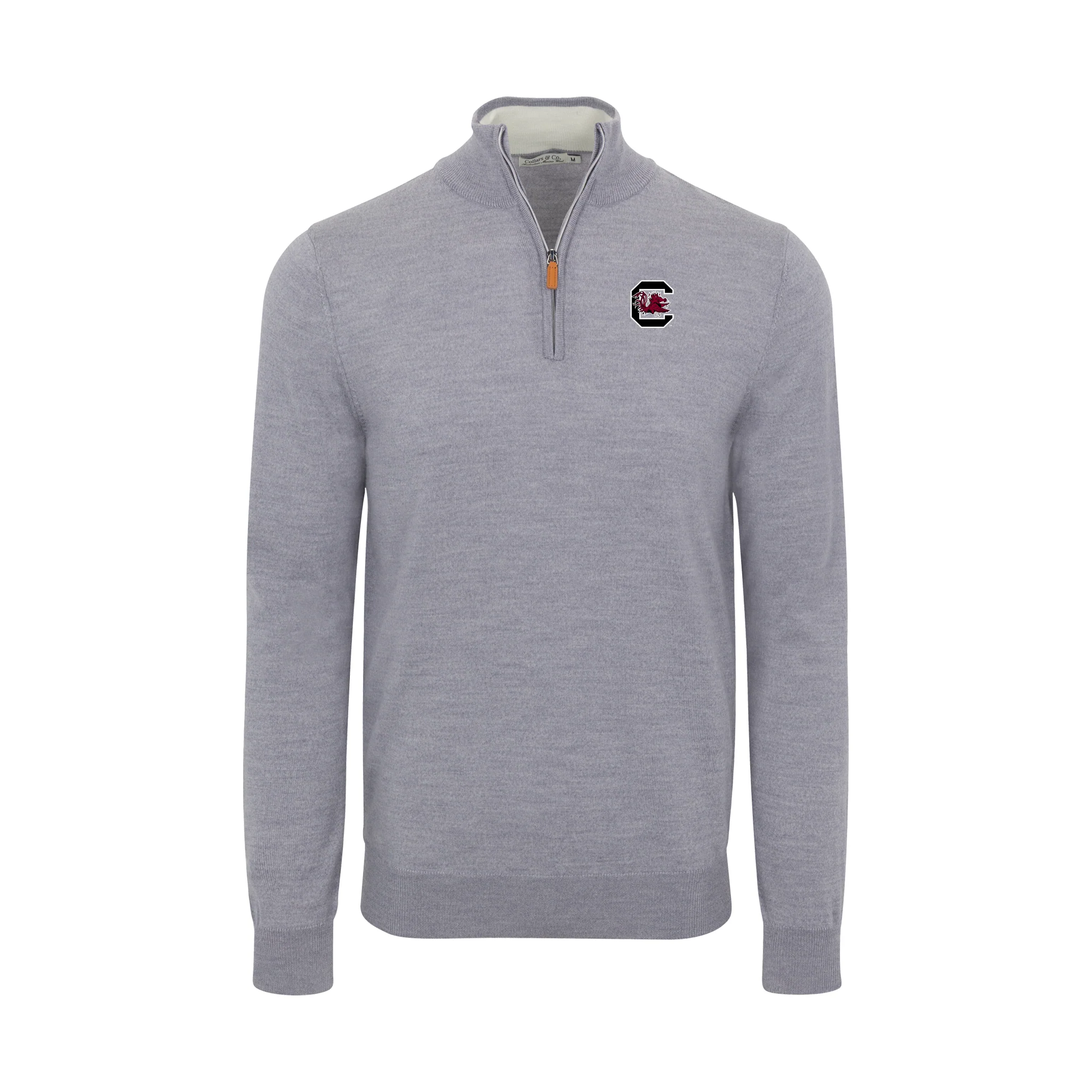 13822-south-carolina-grey-melange-cashmere-touch-australian-merino-quarter-zip-sweater-1.webp South Carolina Grey Melange Cashmere Touch Australian Merino Quarter Zip Sweater