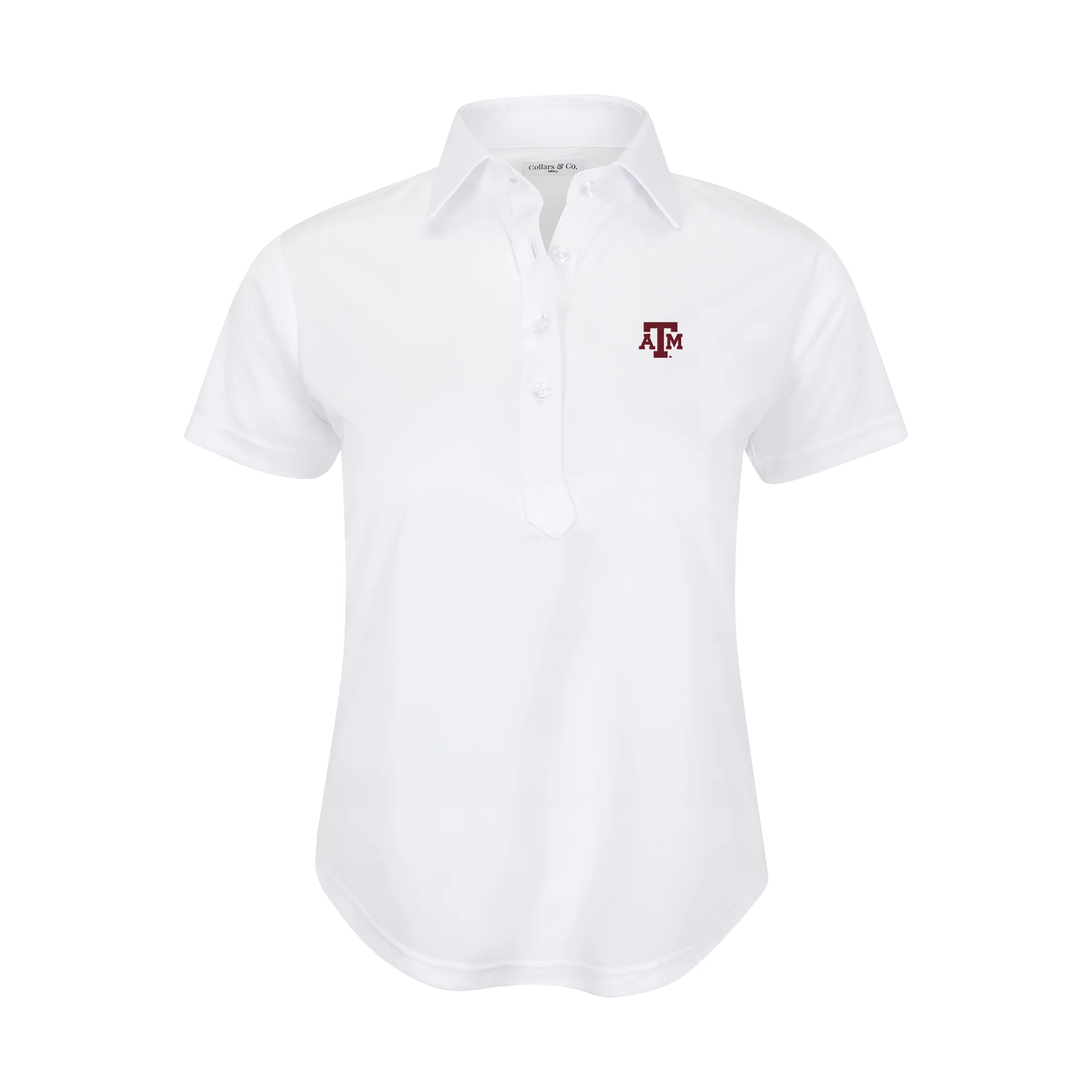 Texas A&M Women's Cap Sleeve Semi Spread Polo White