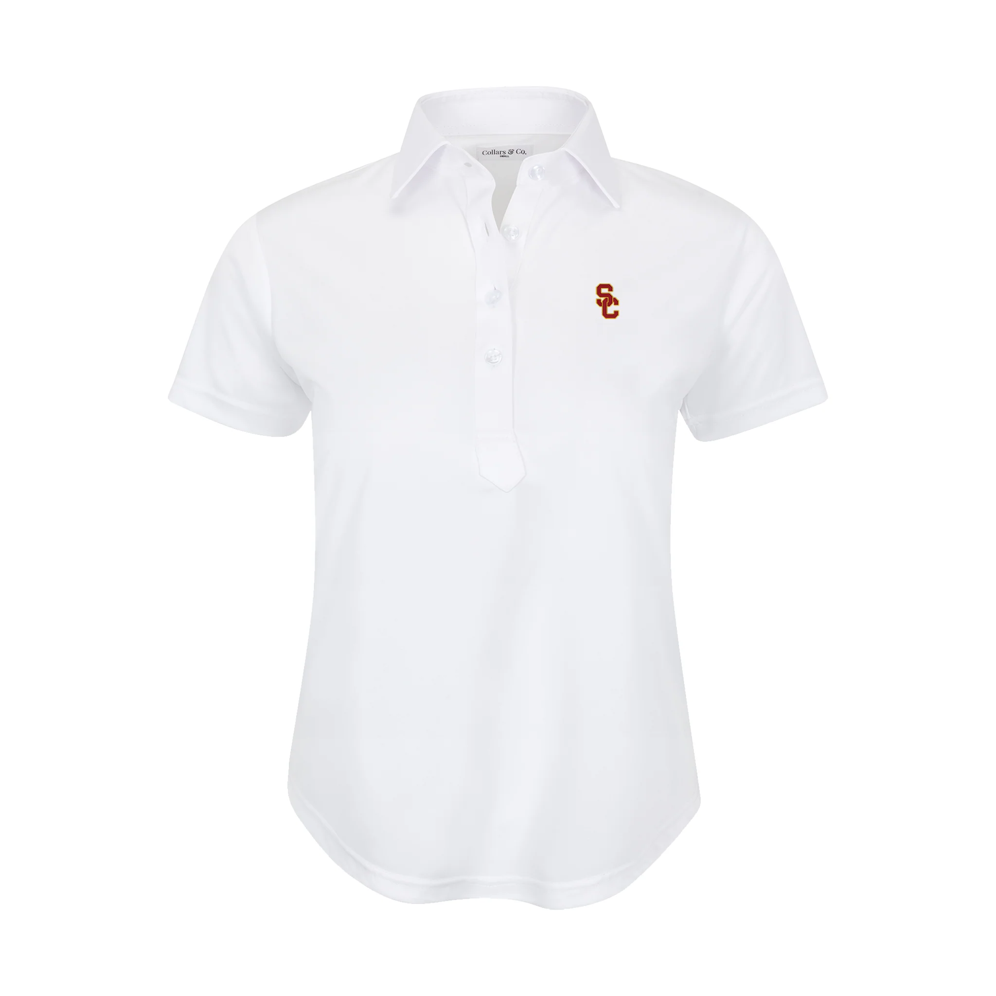 USC Women's Cap Sleeve Semi Spread Polo White