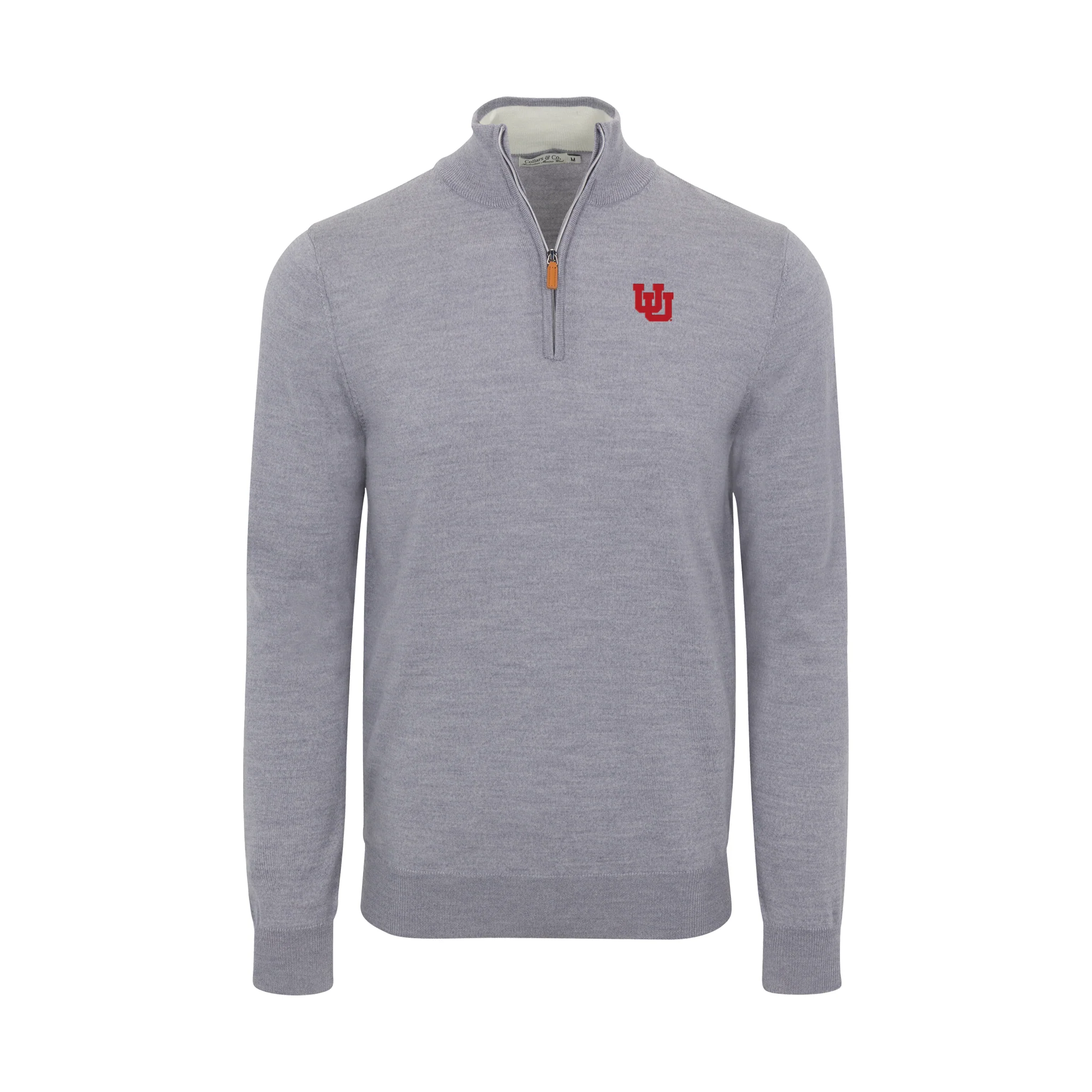 Utah Grey Melange Cashmere Touch Australian Merino Quarter Zip Sweater
