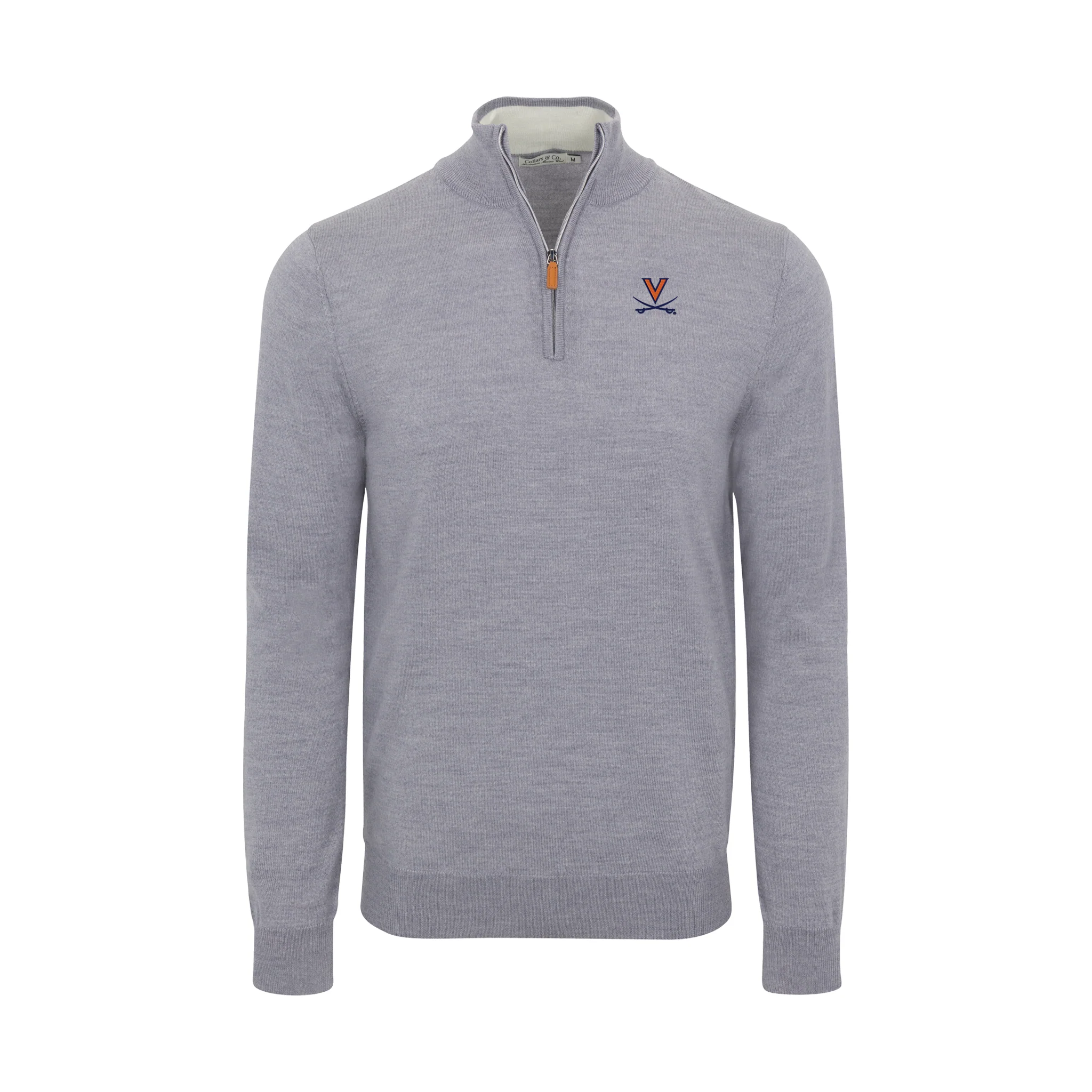 Virginia Grey Melange Cashmere Touch Australian Merino Quarter Zip Sweater