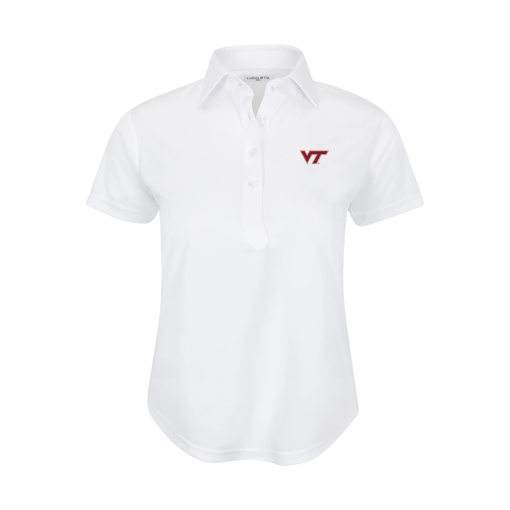Virginia Tech Women's Cap Sleeve Semi Spread Polo White