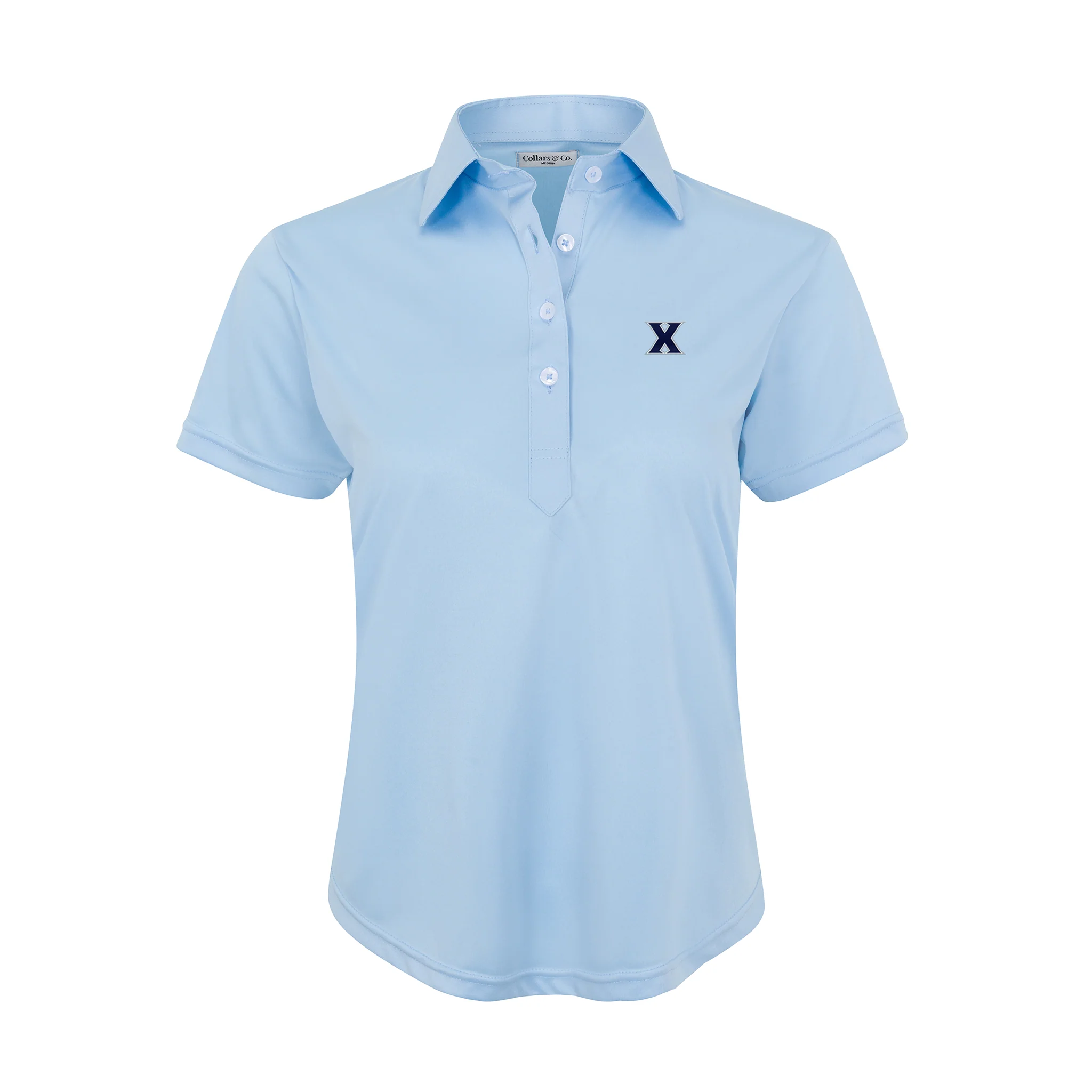 Xavier Women's Cap Sleeve Semi Spread Polo Sky Blue