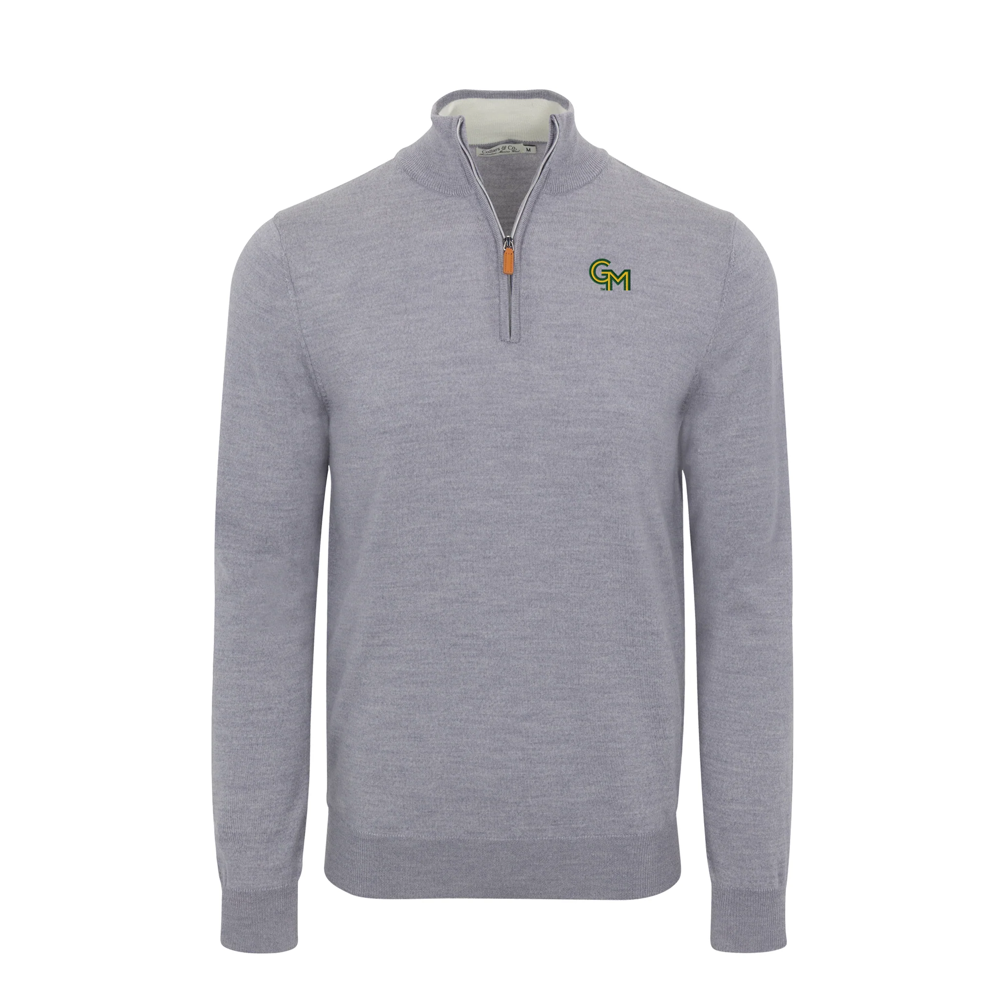 George Mason Grey Melange Cashmere Touch Australian Merino Quarter Zip Sweater