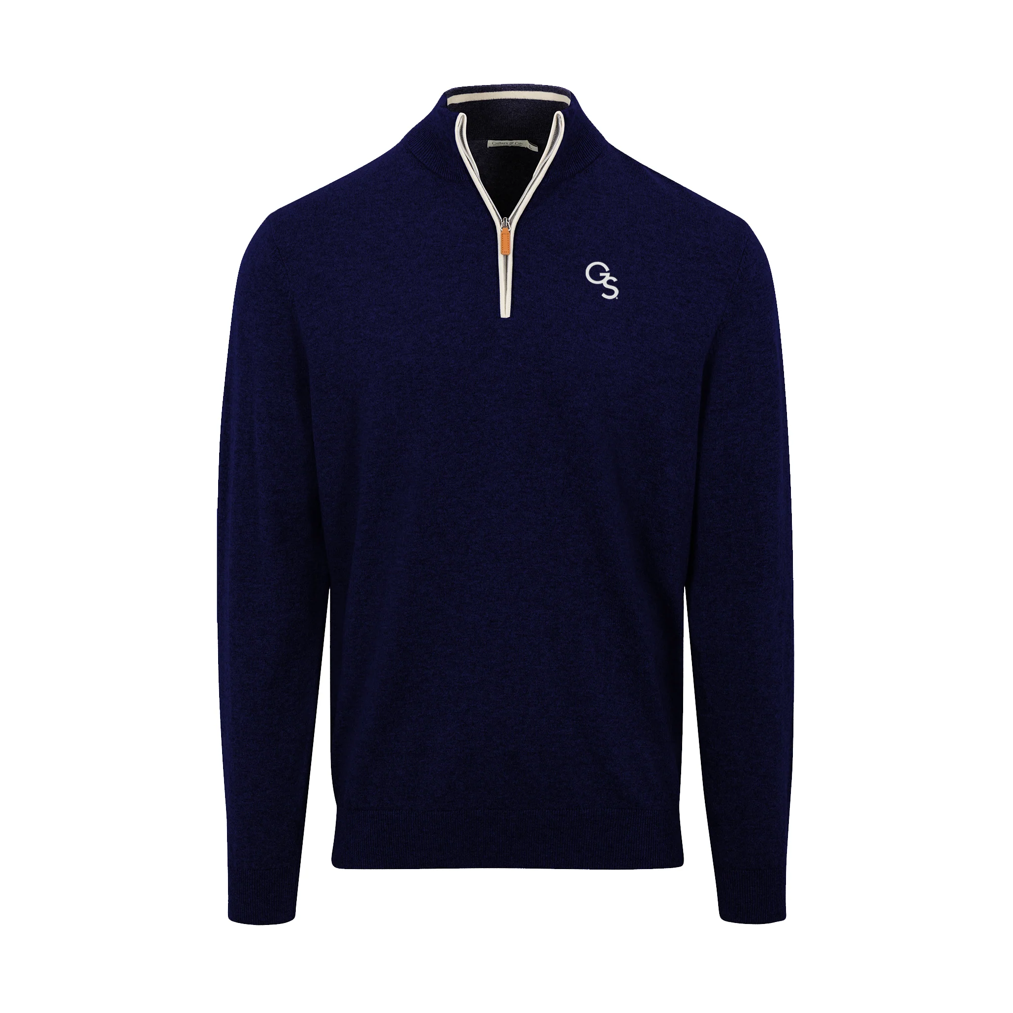 Georgia Southern Navy with White Trim Luxury Touch Cotton and Cashmere Quarter Zip Sweater