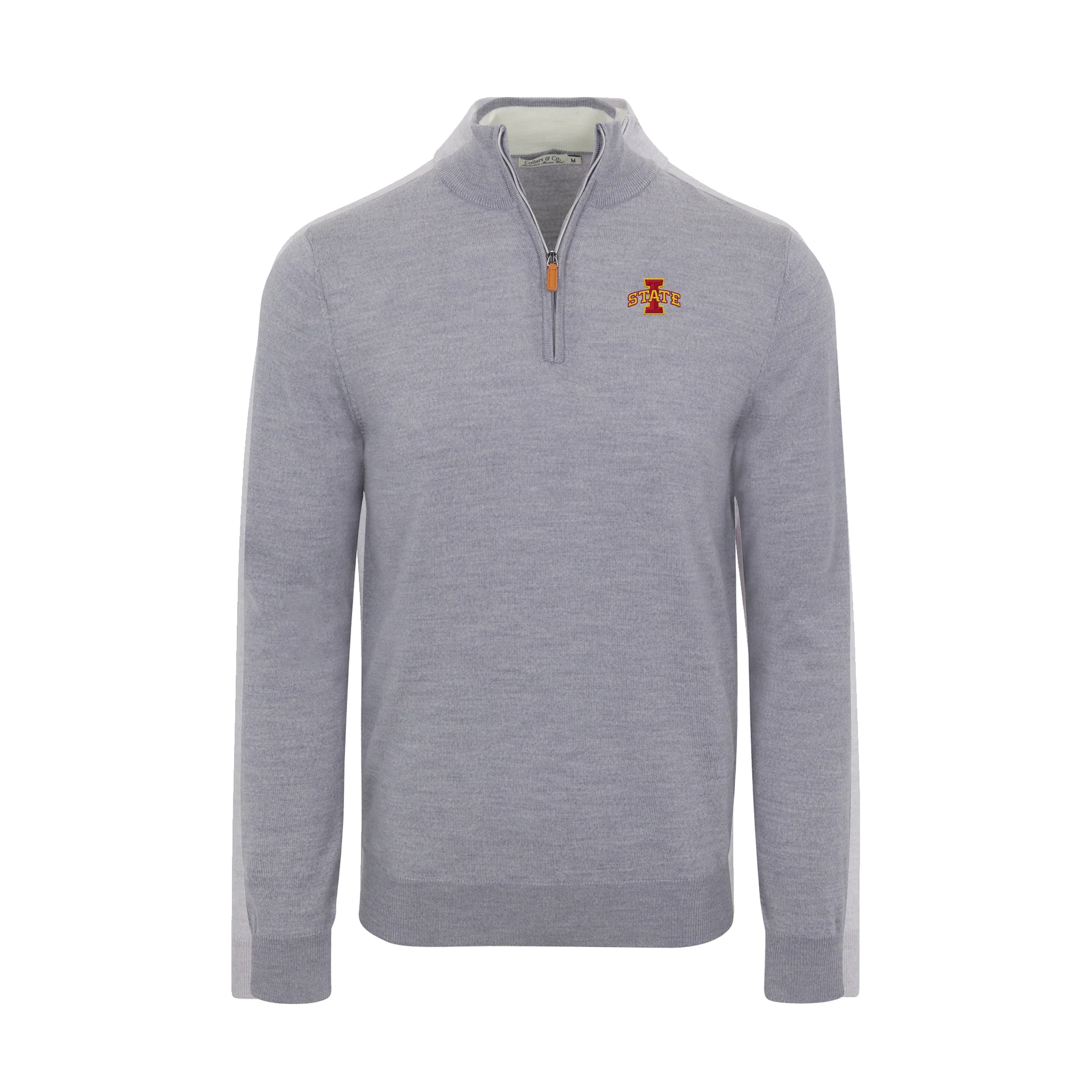 Iowa State Grey Melange Cashmere Touch Australian Merino Quarter Zip Sweater