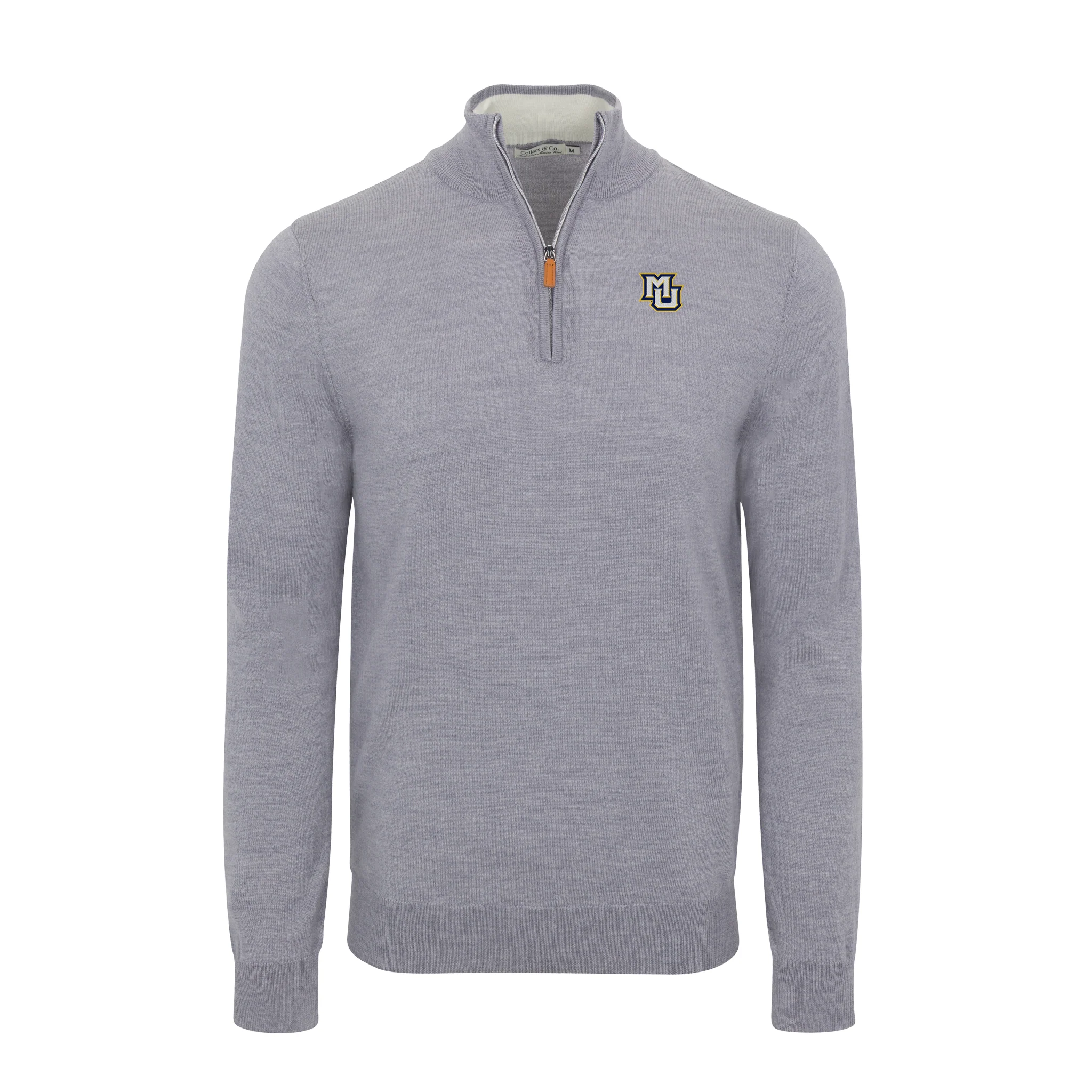 Marquette Grey Melange Cashmere Touch Australian Merino Quarter Zip Sweater