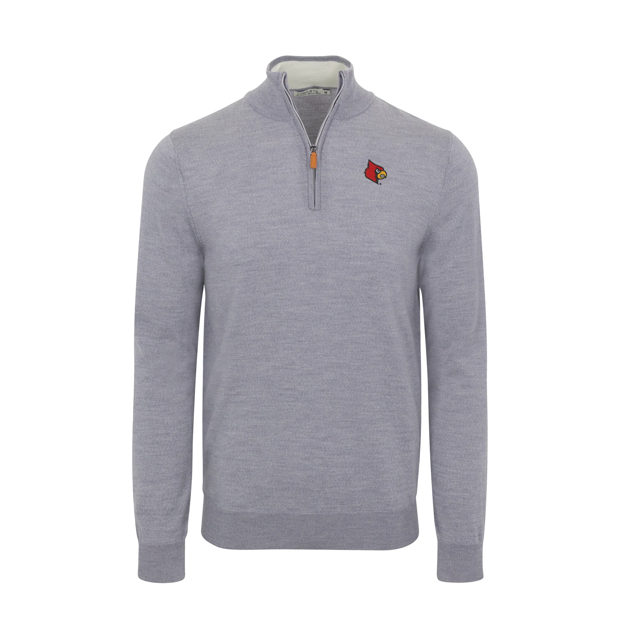 Louisville Grey Melange Cashmere Touch Australian Merino Quarter Zip Sweater
