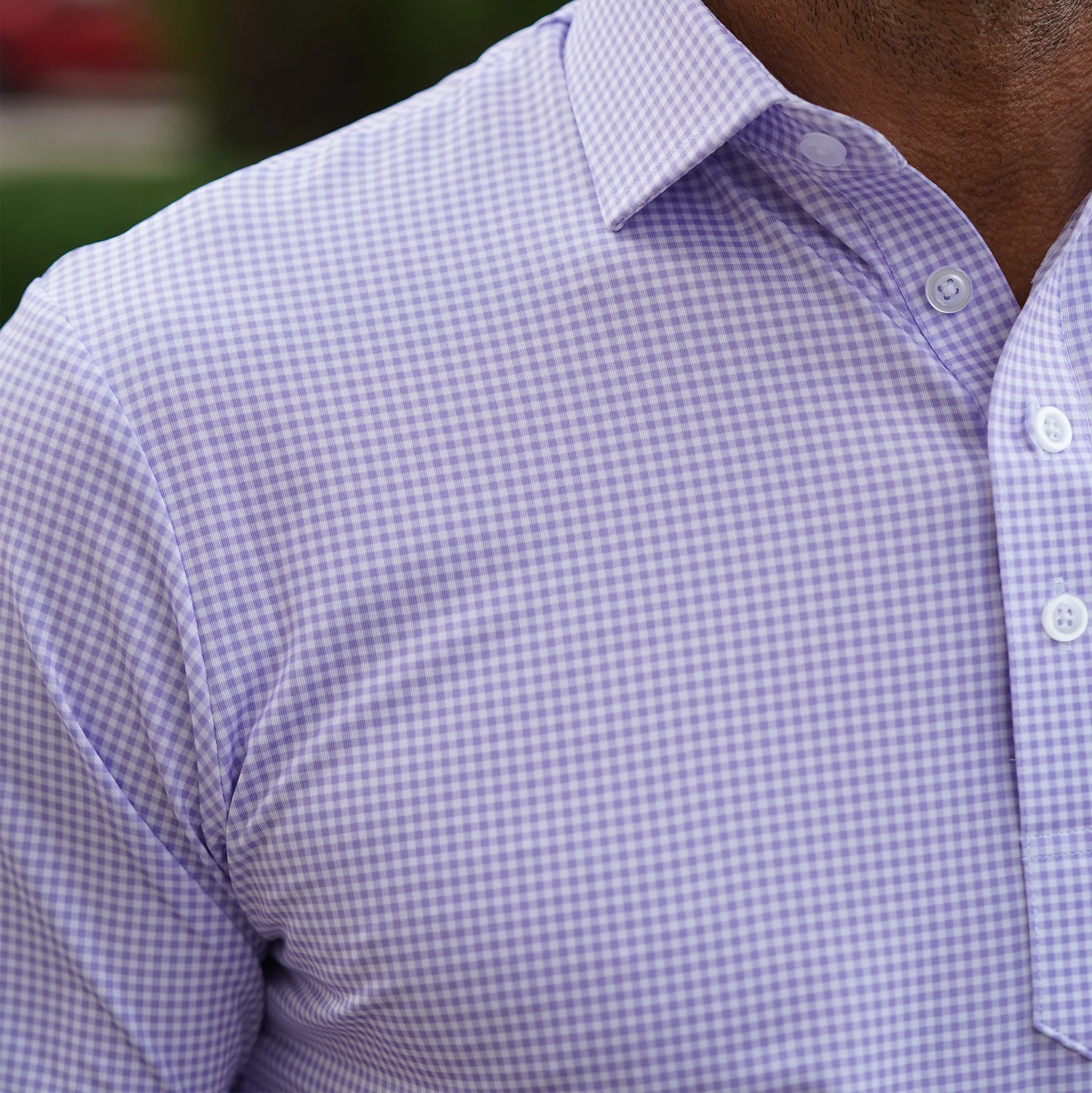 Featherweight Flex Polo Lavender Micro Gingham