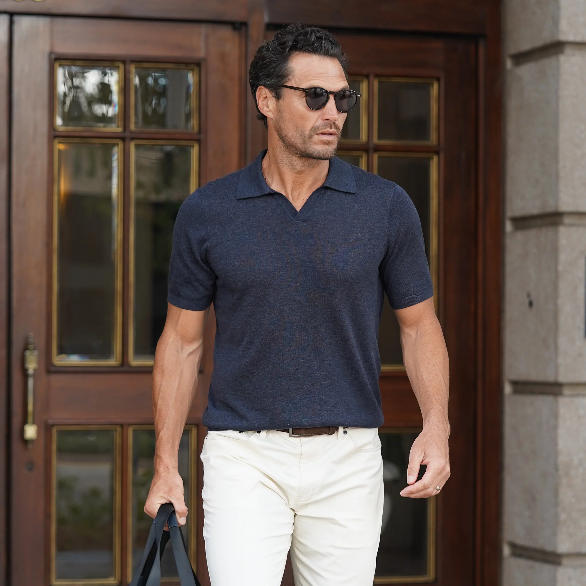 1858-ravello-summer-weight-linen-blend-polo-navy-3.webp Ravello Summer Weight Linen Blend Polo Navy